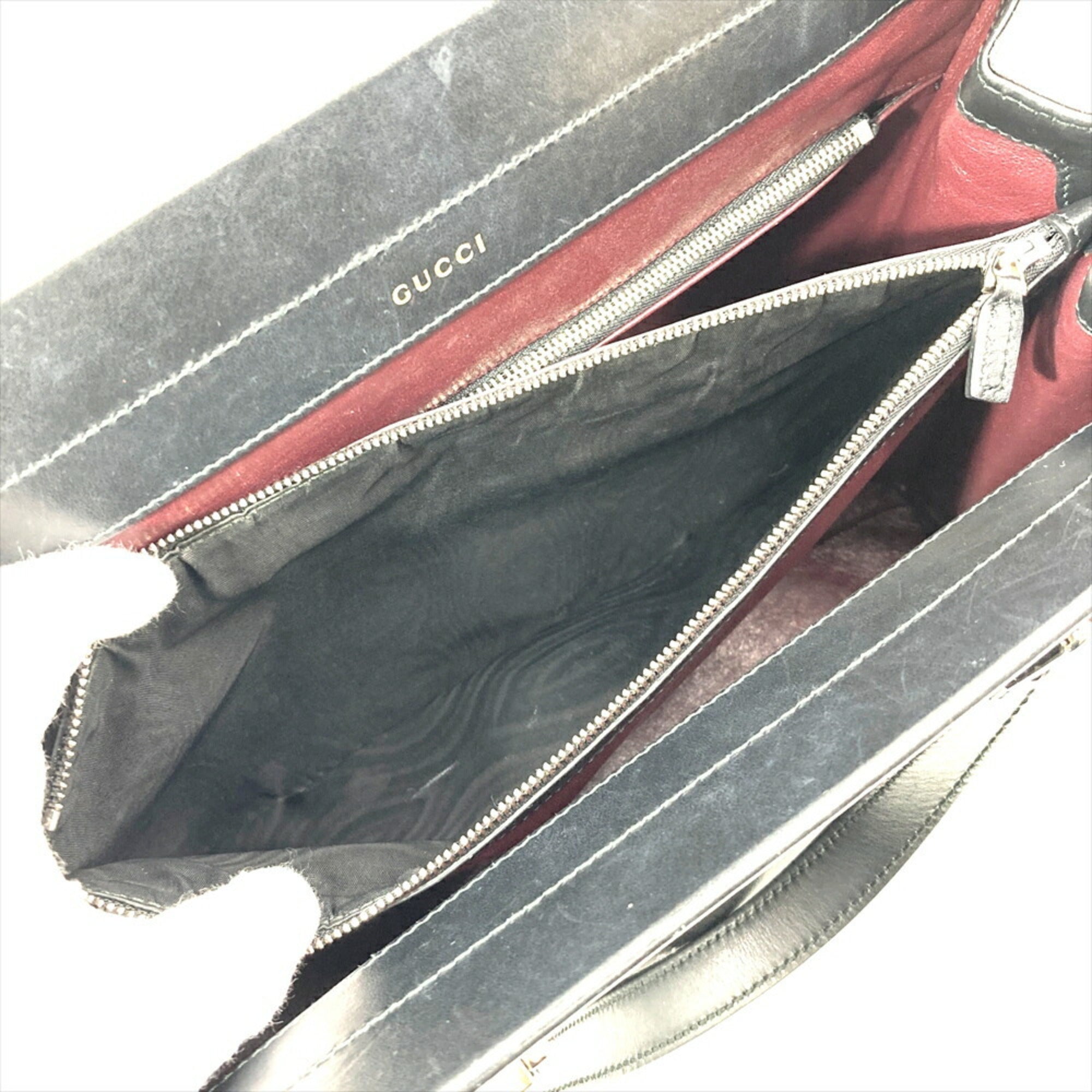 Gucci Horsebit Black Leather Handbag (Pre-Owned)