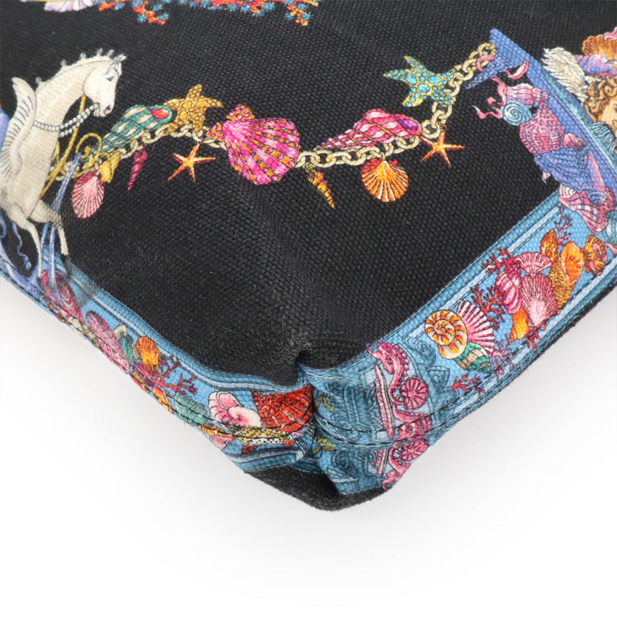 Versace Black Multi-Color Canvas Tote Bag (Pre-Owned)