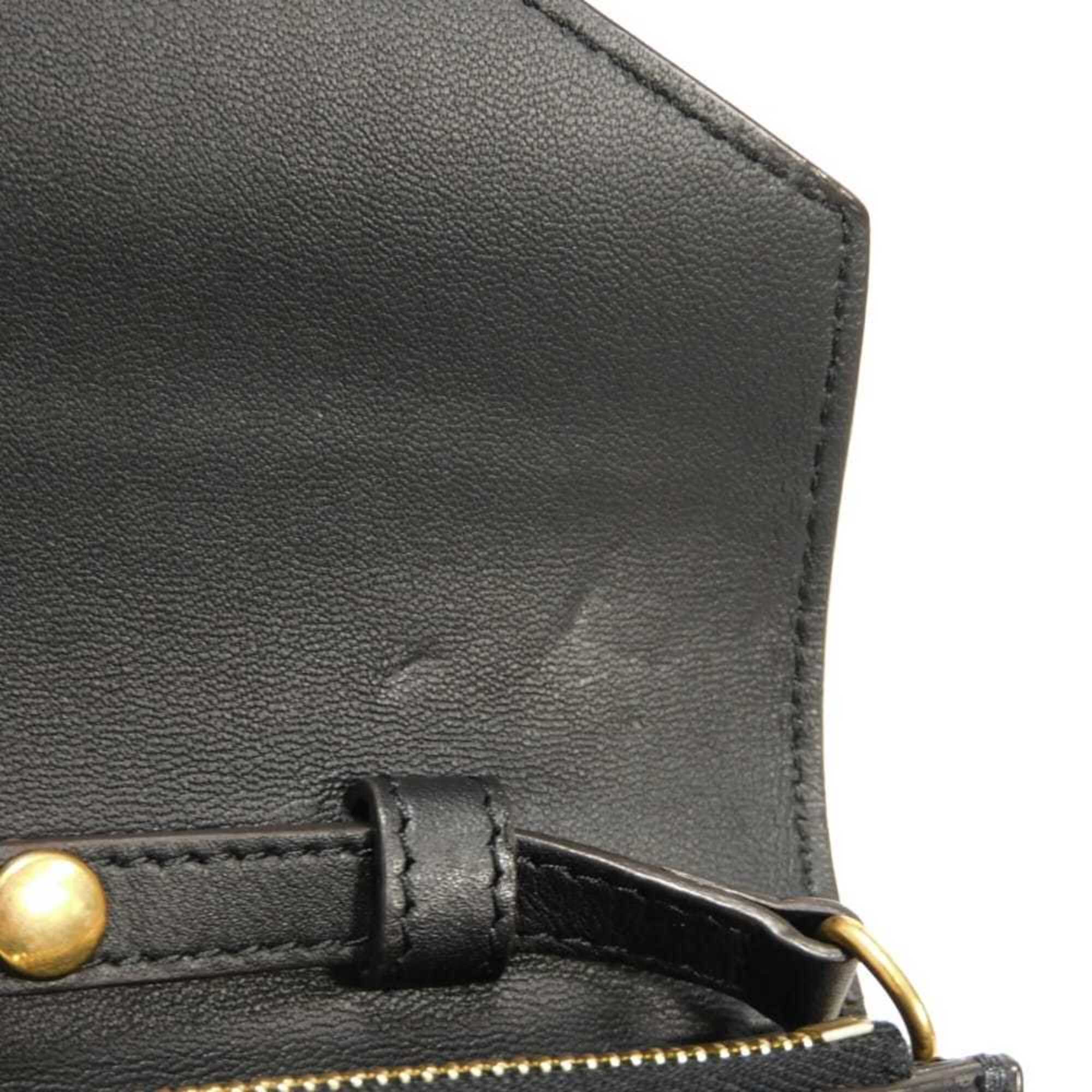 Celine Black White Leather Clutch Bag Shoulder Bag (Pre-Owned)