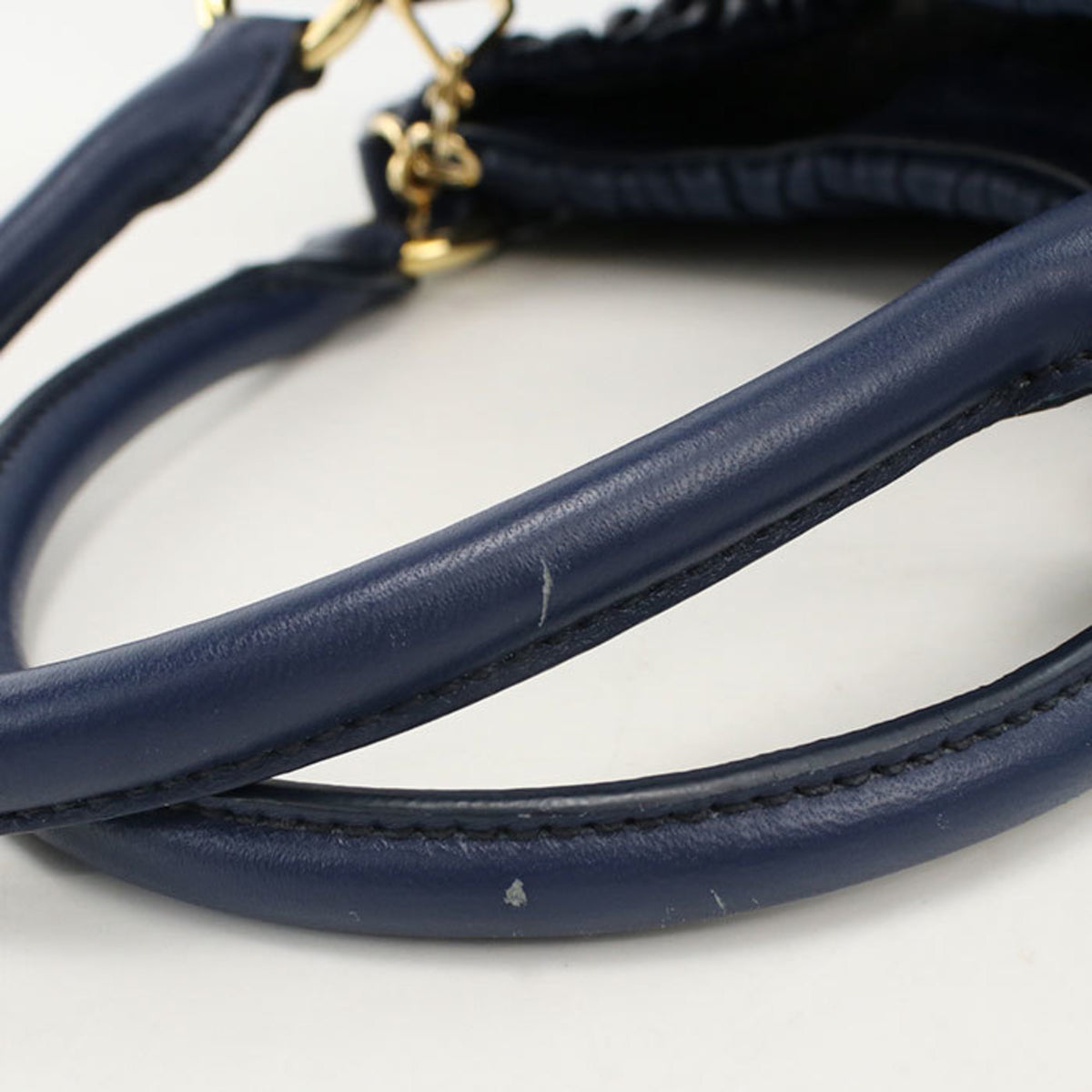 Miu Miu Matelasse Navy Leather Tote Bag (Pre-Owned)