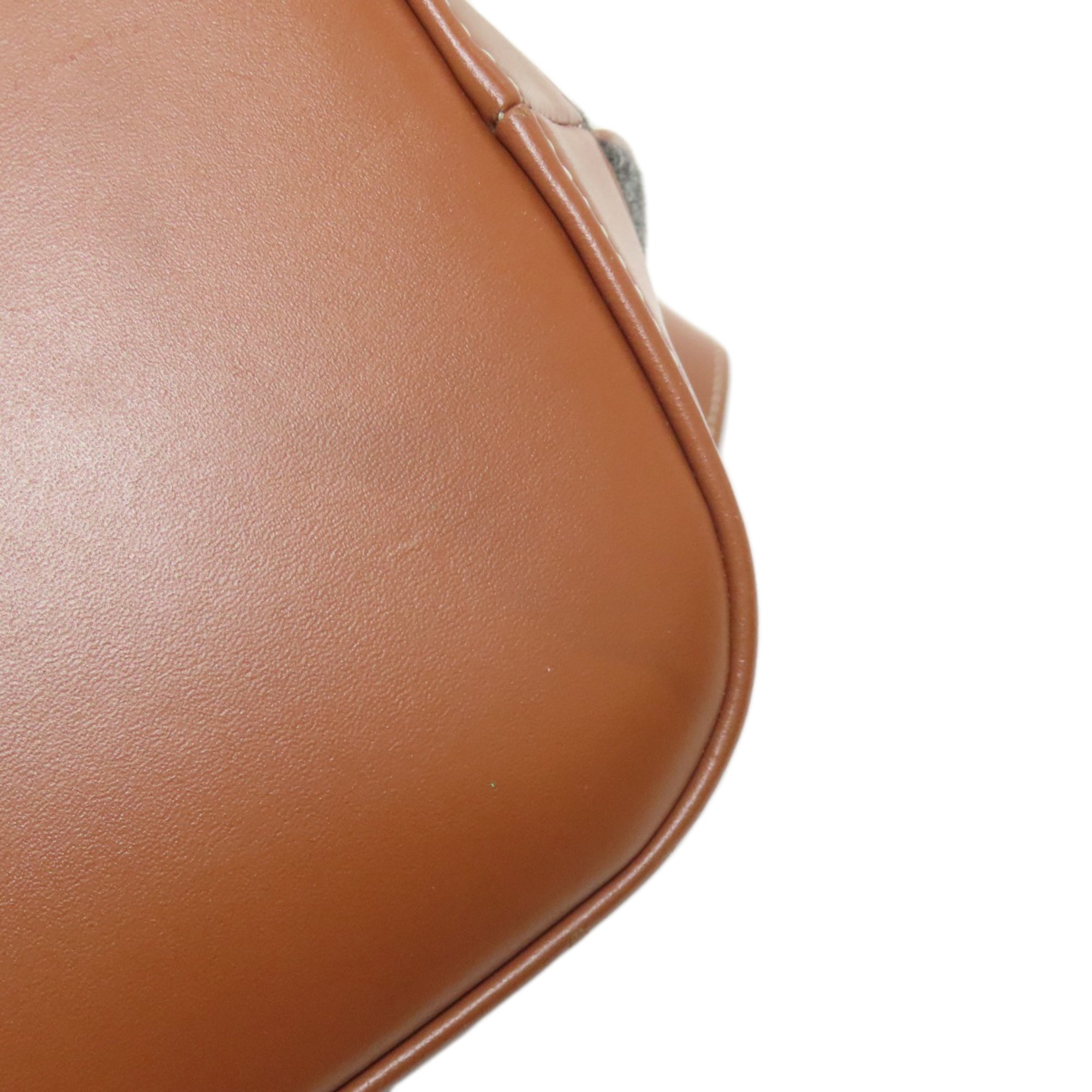 Celine Brown Gray Felt Leather Shoulder Bag (Pre-Owned)