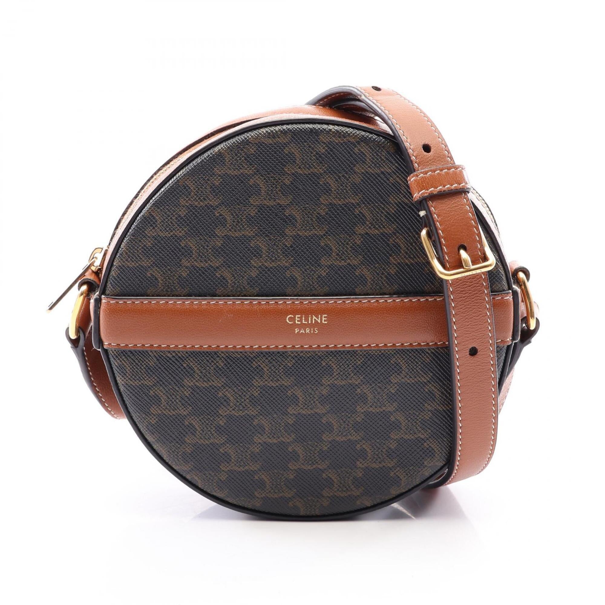 Celine Black Brown Coated Canvas Pvc Leather Handbag Shoulder Bag (Pre-Owned)
