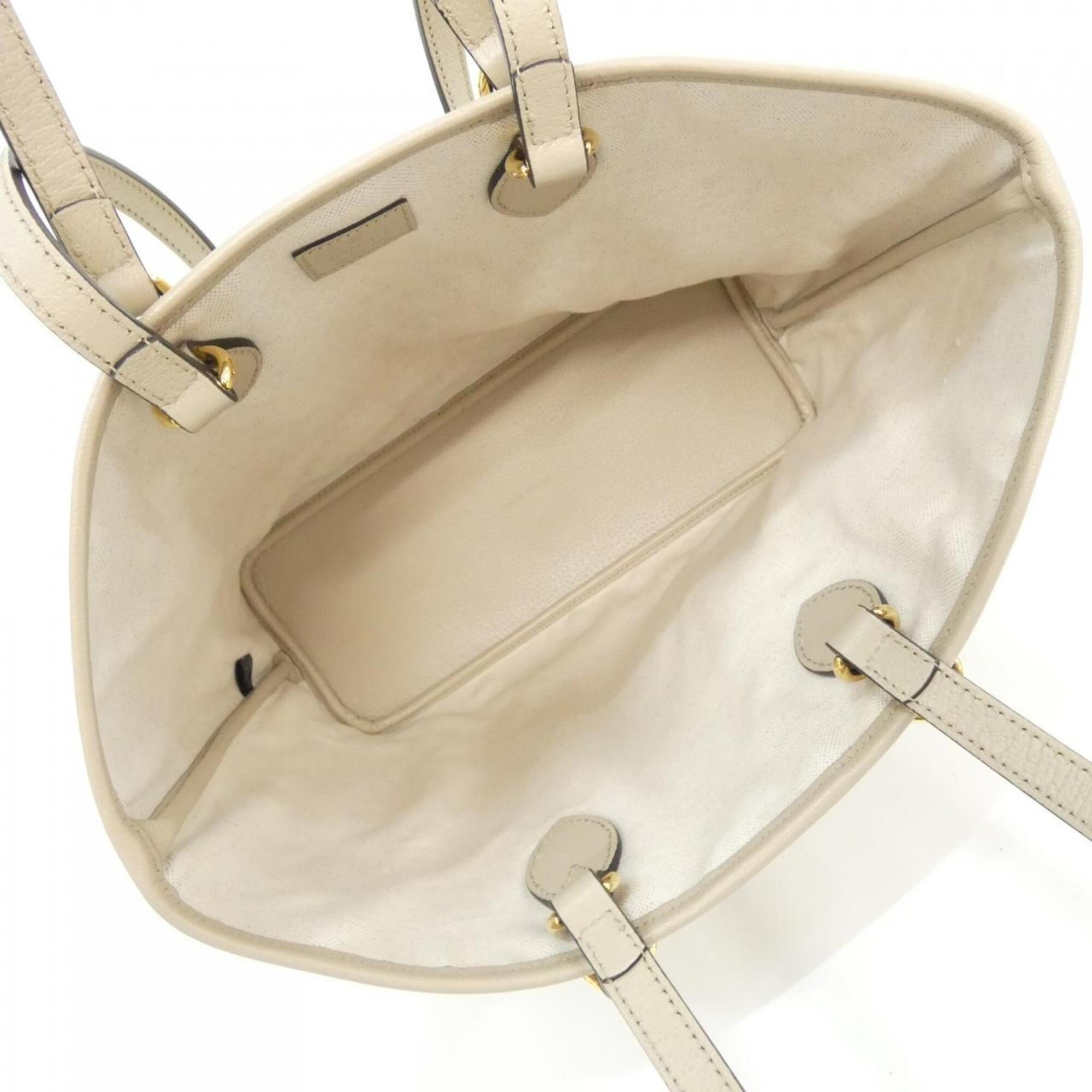 Gucci Beige White Gg Supreme Canvas Leather Handbag (Pre-Owned)