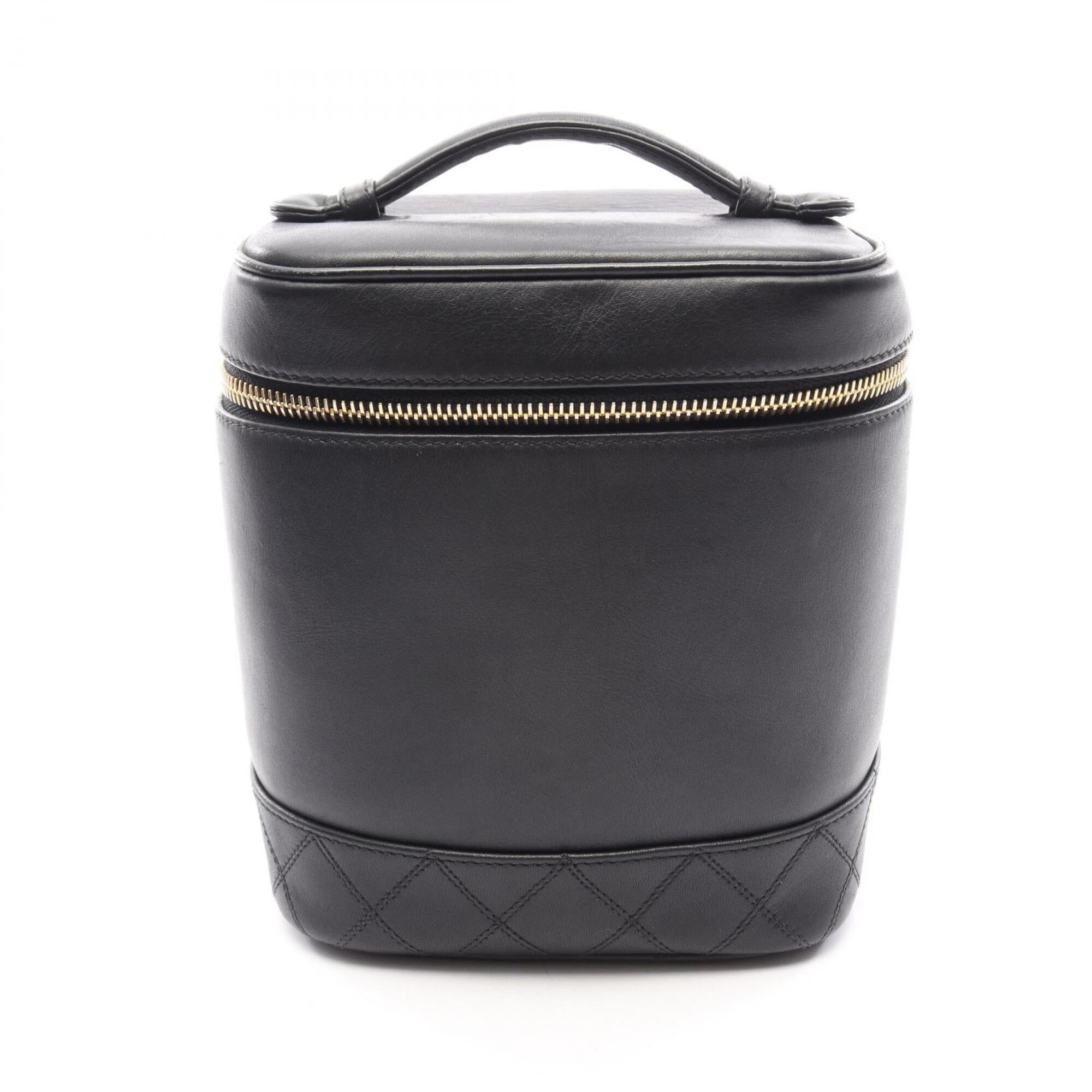 Chanel Black Leather Handbag Vanity Bag (Pre-Owned)