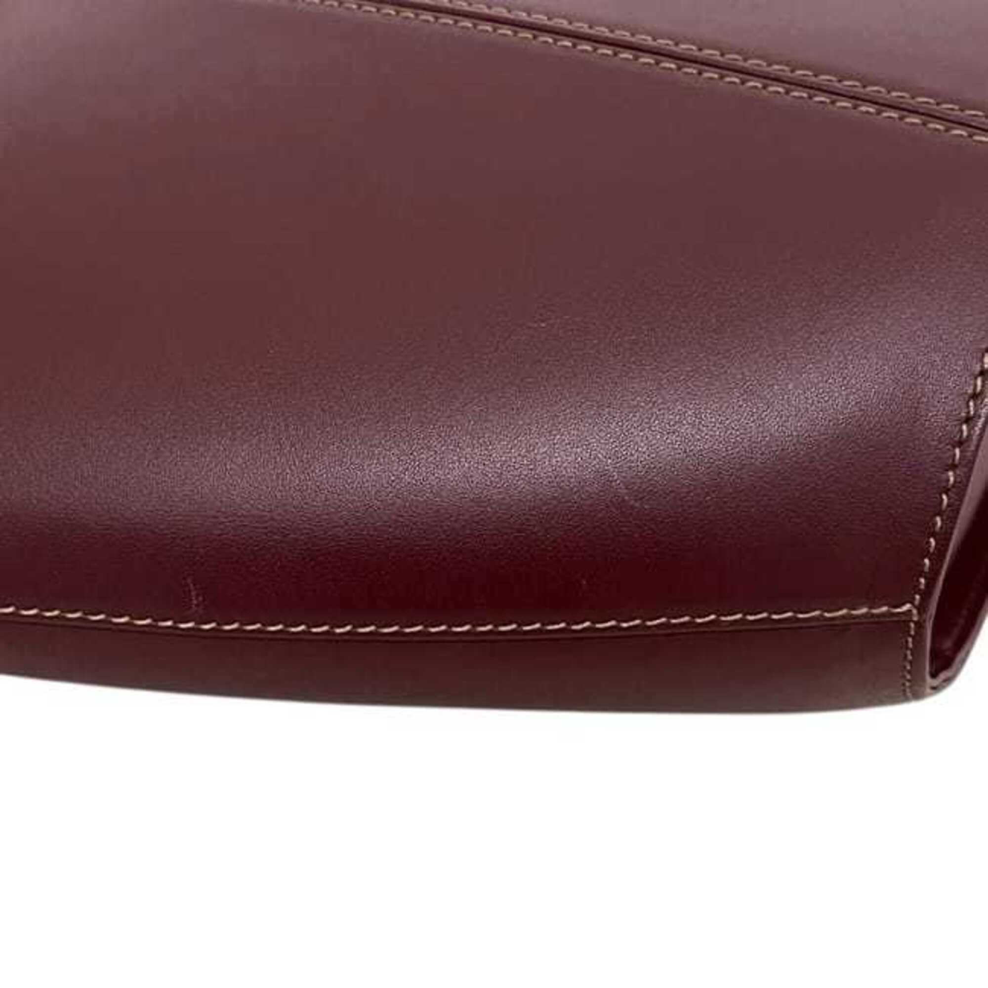 Cartier Bordeaux Leather Handbag Tote Bag (Pre-Owned)