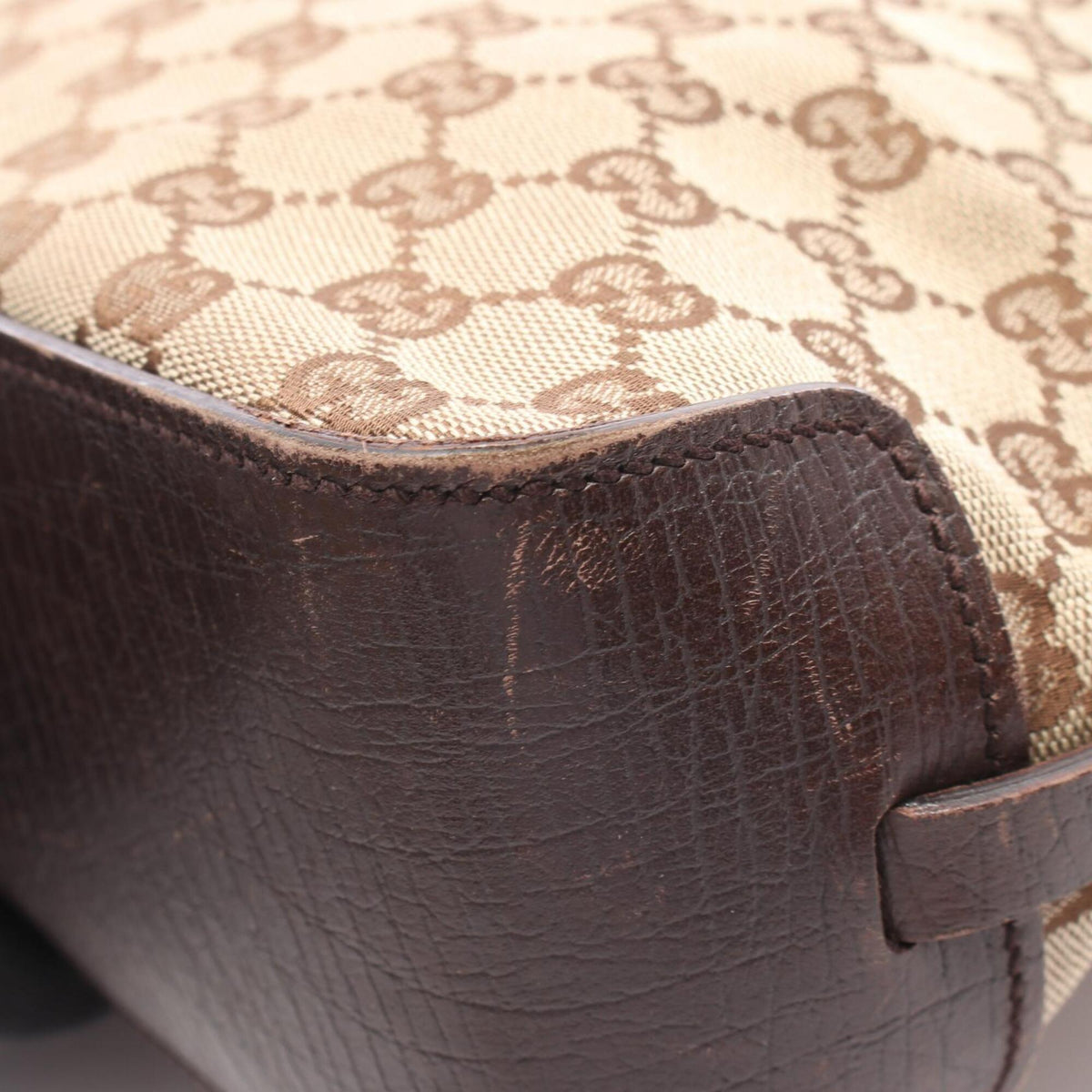 Gucci Beige Brown Gg Canvas Leather Handbag Tote Bag (Pre-Owned)