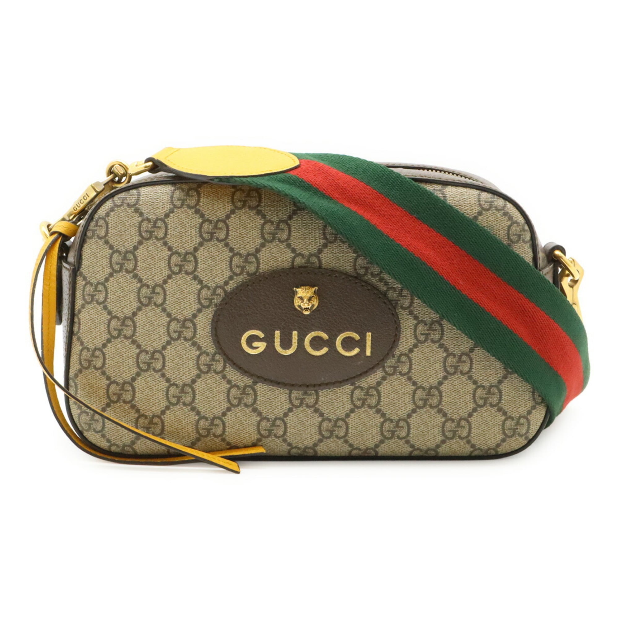 Gucci Beige Brown Green Red Color Yellow Gg Supreme Canvas Pvc Clutch Bag Handbag Shoulder Bag (Pre-Owned)