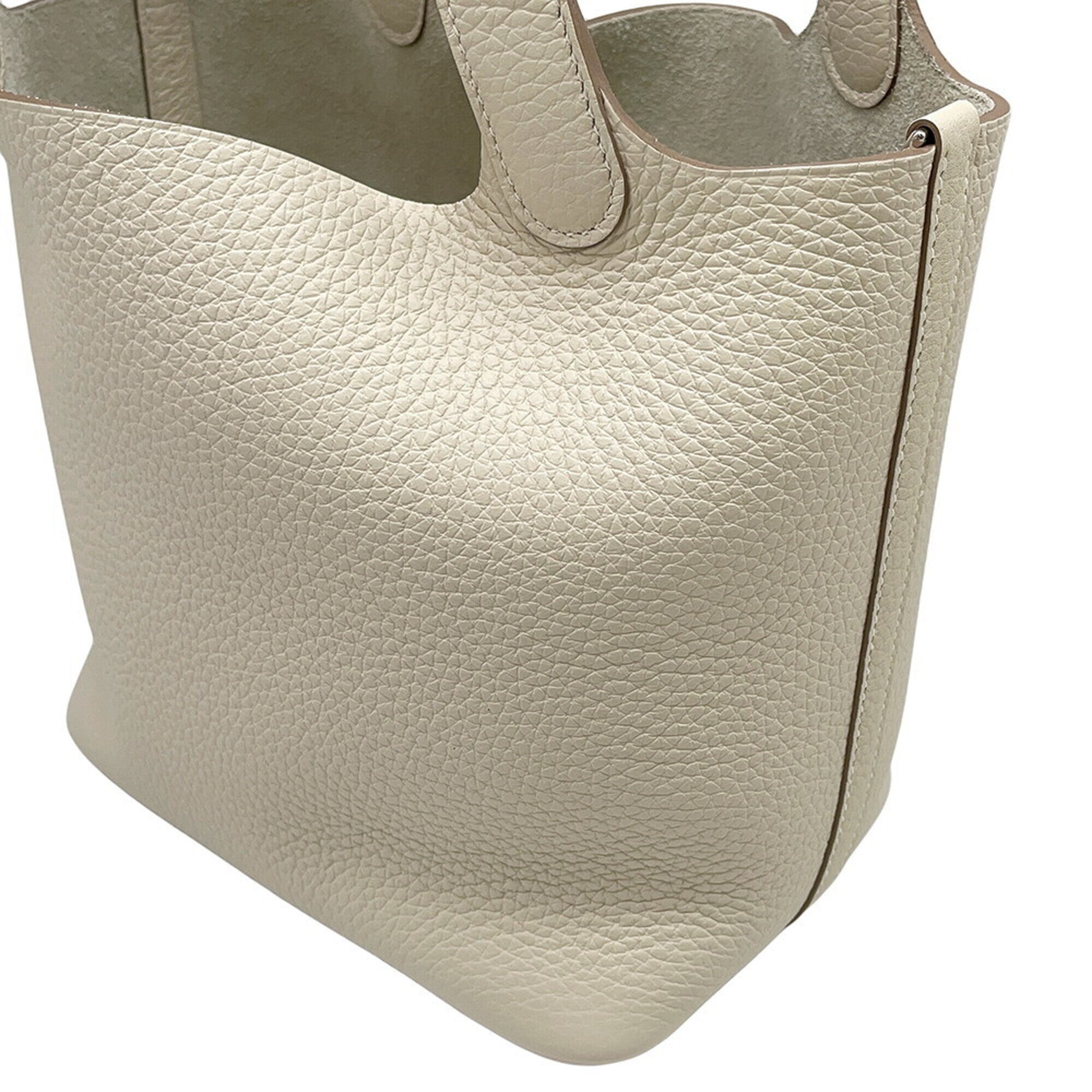 Hermes Picotin Silver Taurillon Clemence Leather Handbag Tote Bag (Pre-Owned)