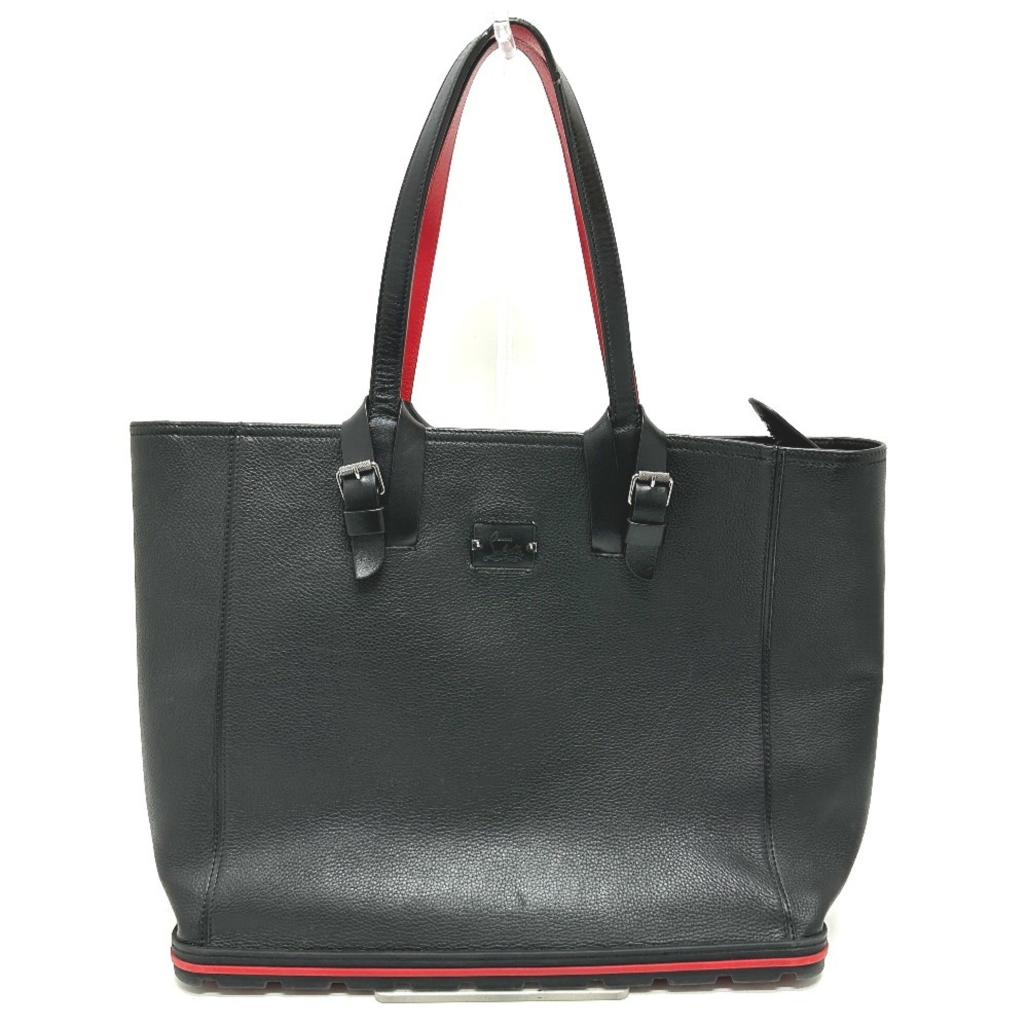 Christian Louboutin Black Red Color Leather Tote Bag (Pre-Owned)