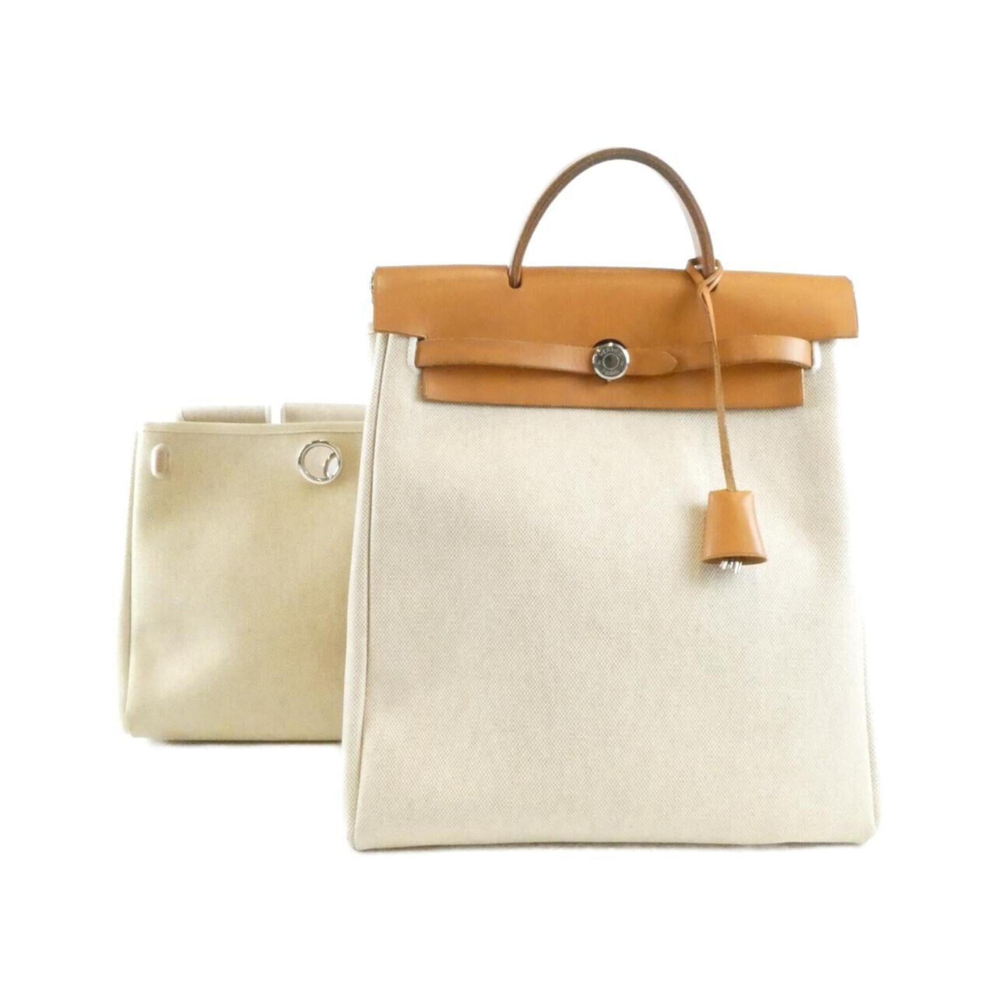 Hermes Her Bag Natural Toile H Backpack (Pre-Owned)