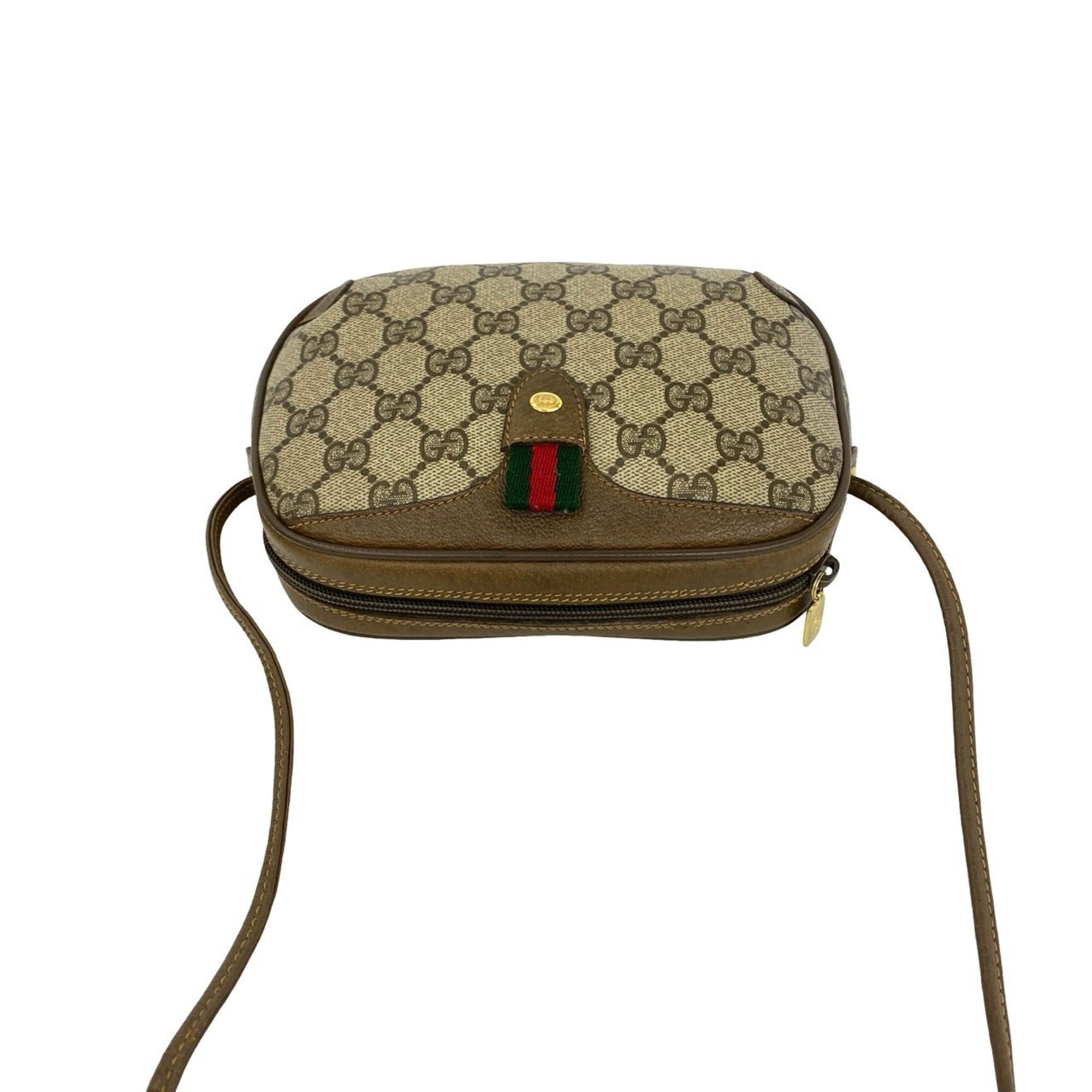 Gucci Brown Green Red Color Leather Pvc Pochette Shoulder Bag (Pre-Owned)