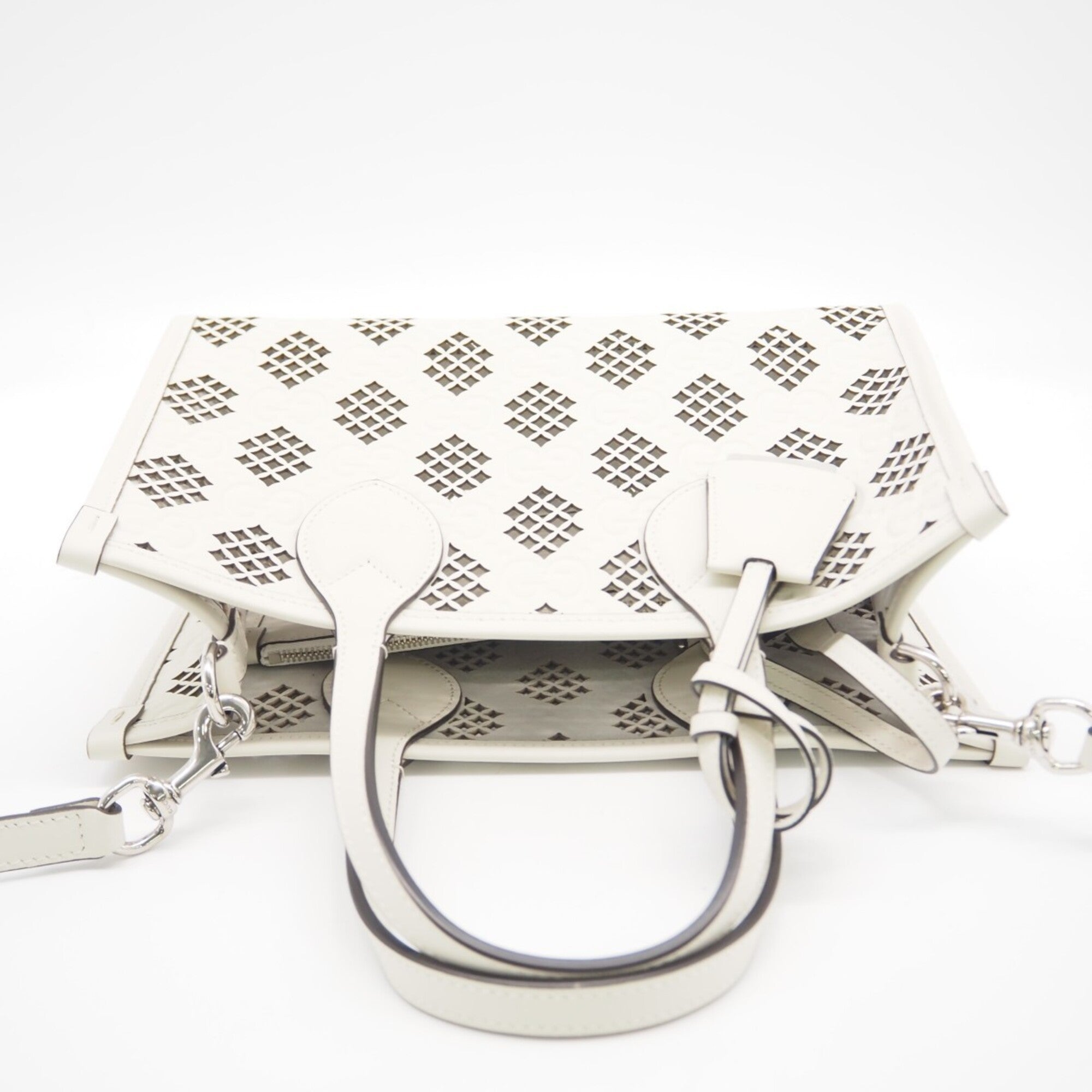 Gucci White Leather Handbag Pouch Tote Bag (Pre-Owned)