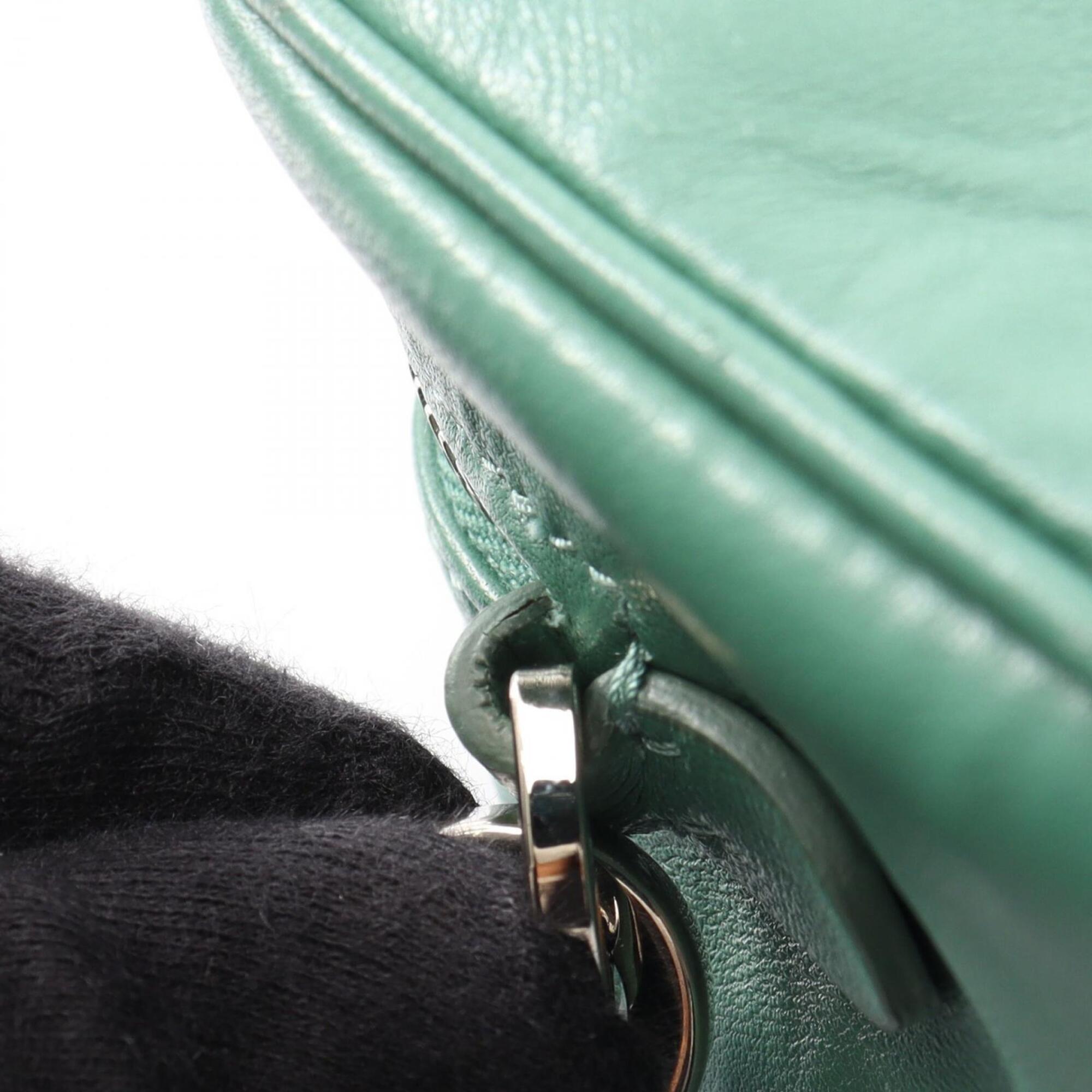 Prada Green Leather Handbag Shoulder Bag (Pre-Owned)