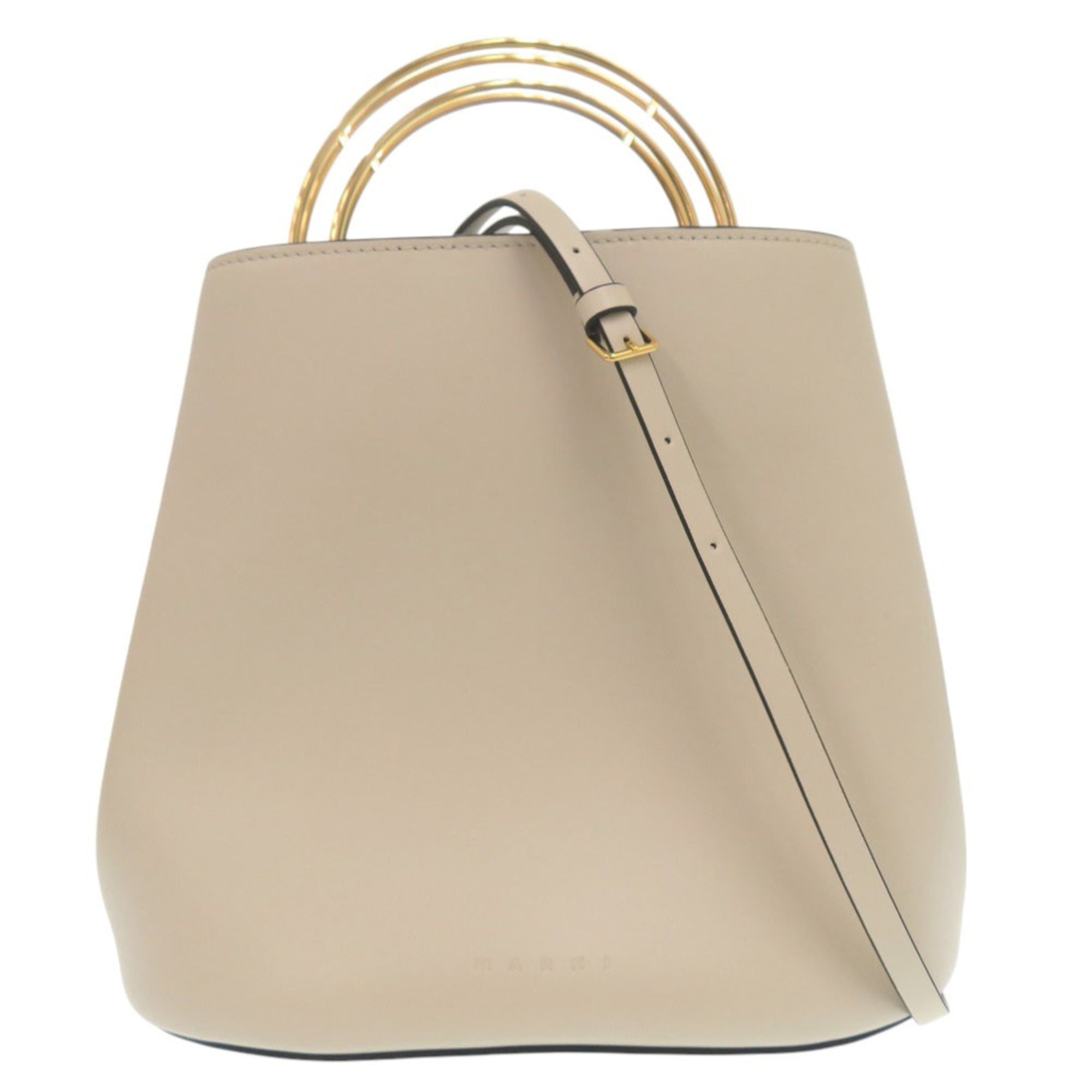 Marni Beige Leather Handbag Shoulder Bag (Pre-Owned)