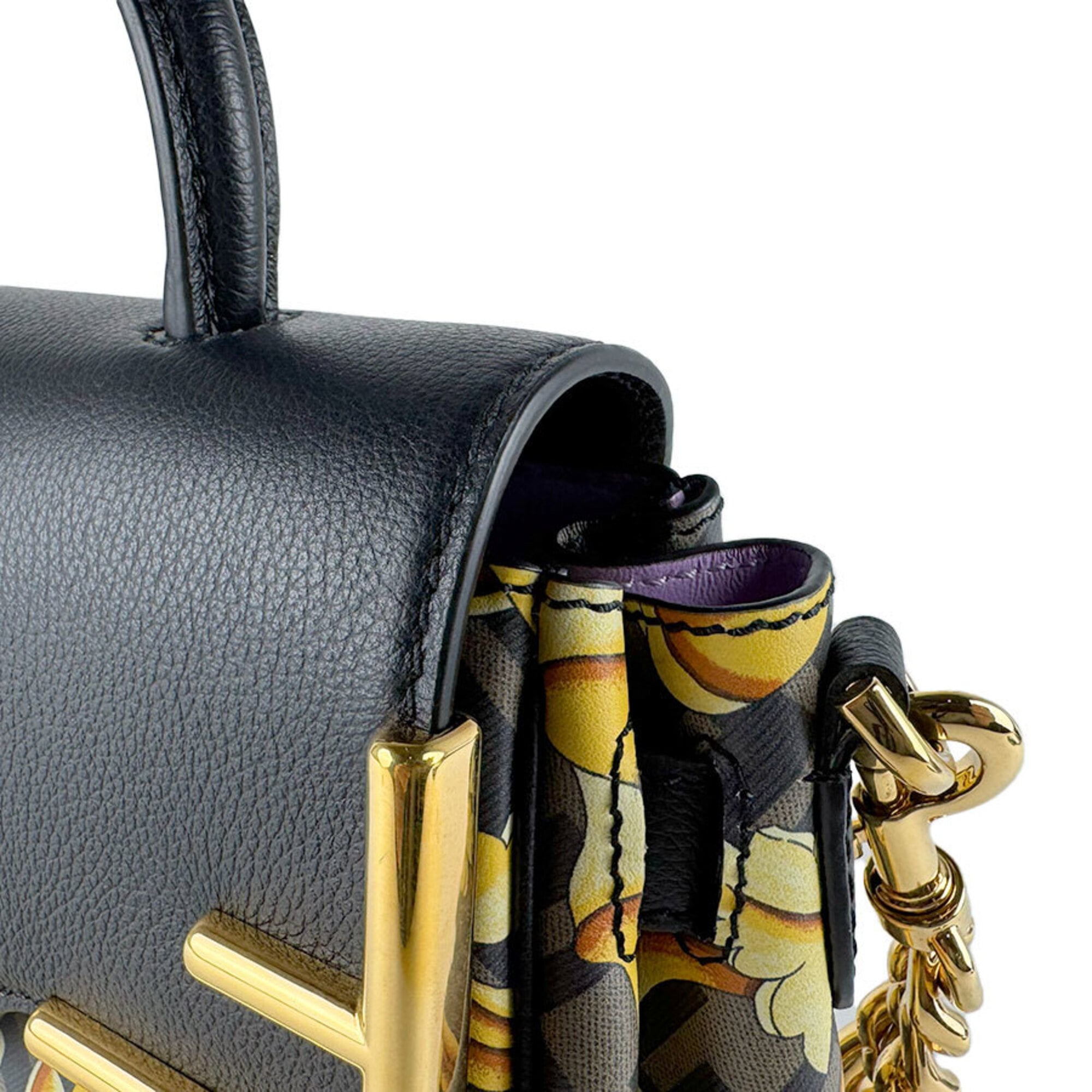 Versace Black Brown Gold Pvc Leather Handbag Shoulder Bag (Pre-Owned)
