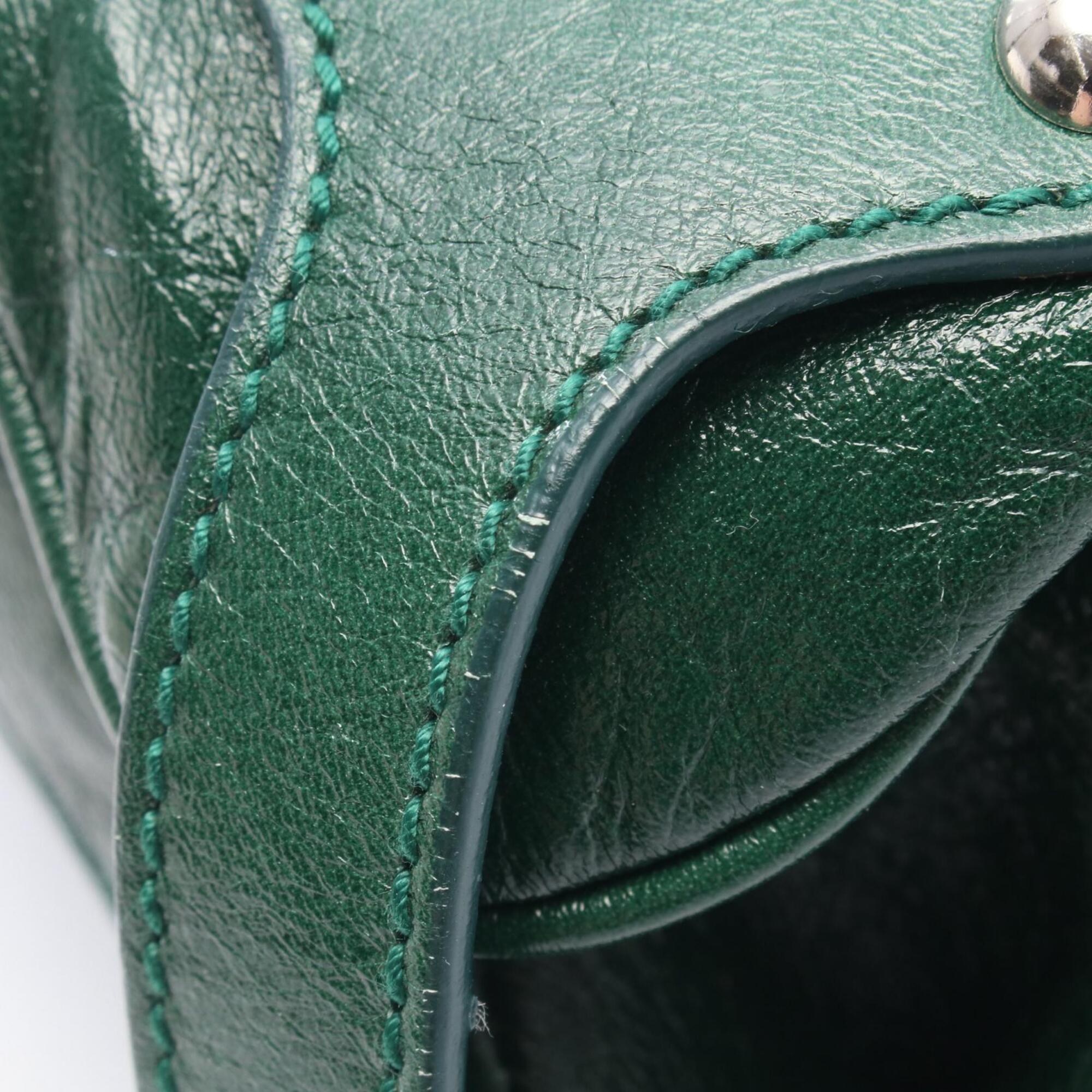 Salvatore Ferragamo Green Leather Handbag Shoulder Bag (Pre-Owned)