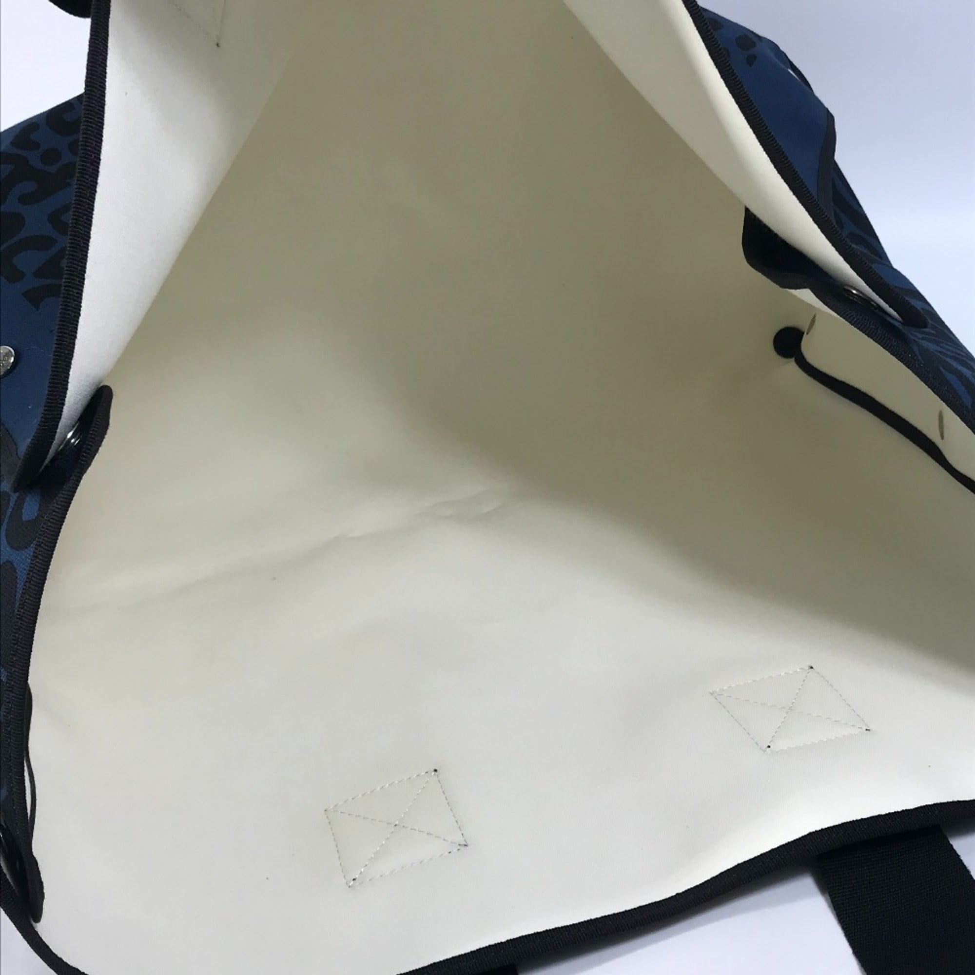 Hermes Black Navy Canvas Beach Bag Shoulder Bag Tote Bag (Pre-Owned)