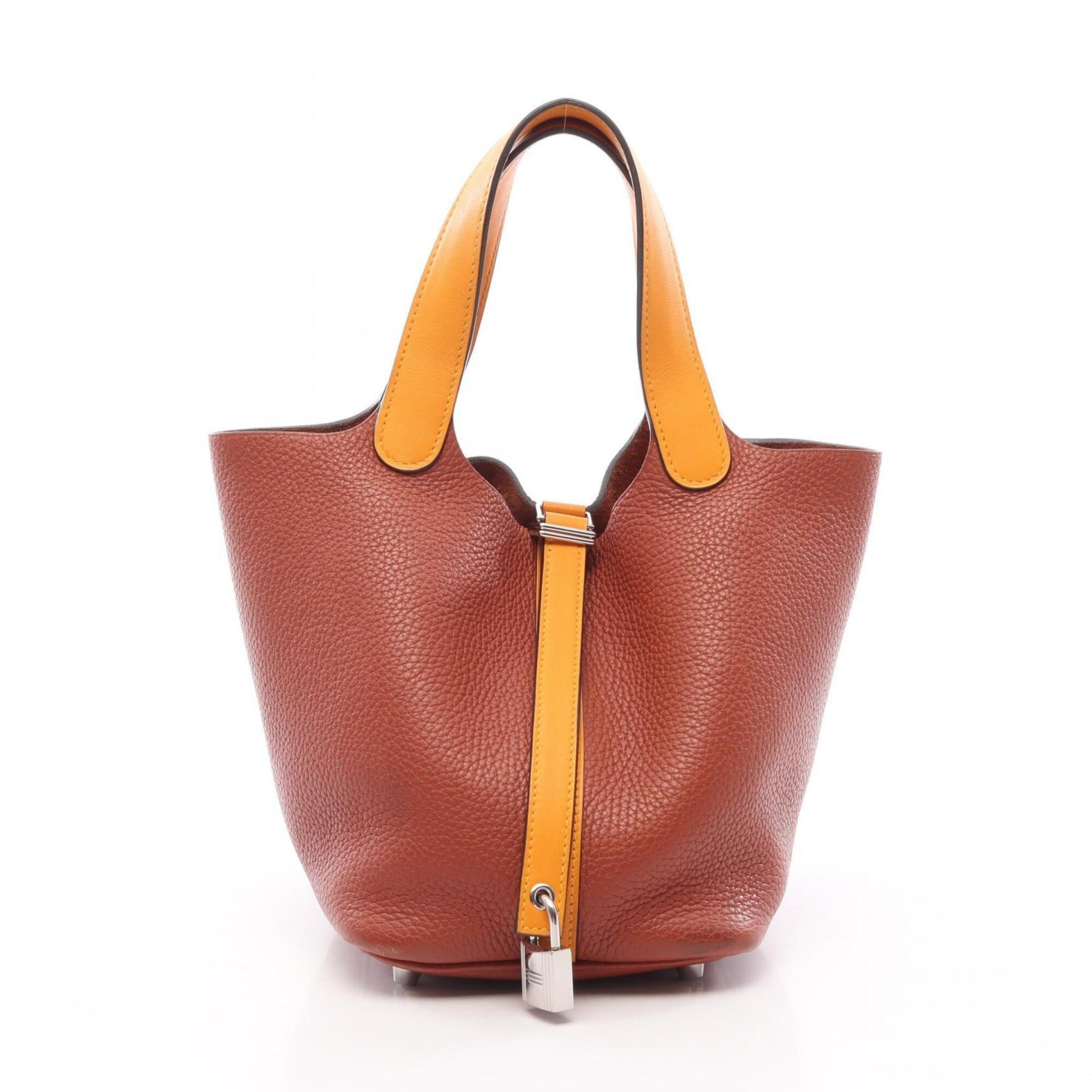 Hermes Brown Yellow Taurillon Clemence Leather Leather Swift Leather Handbag (Pre-Owned)