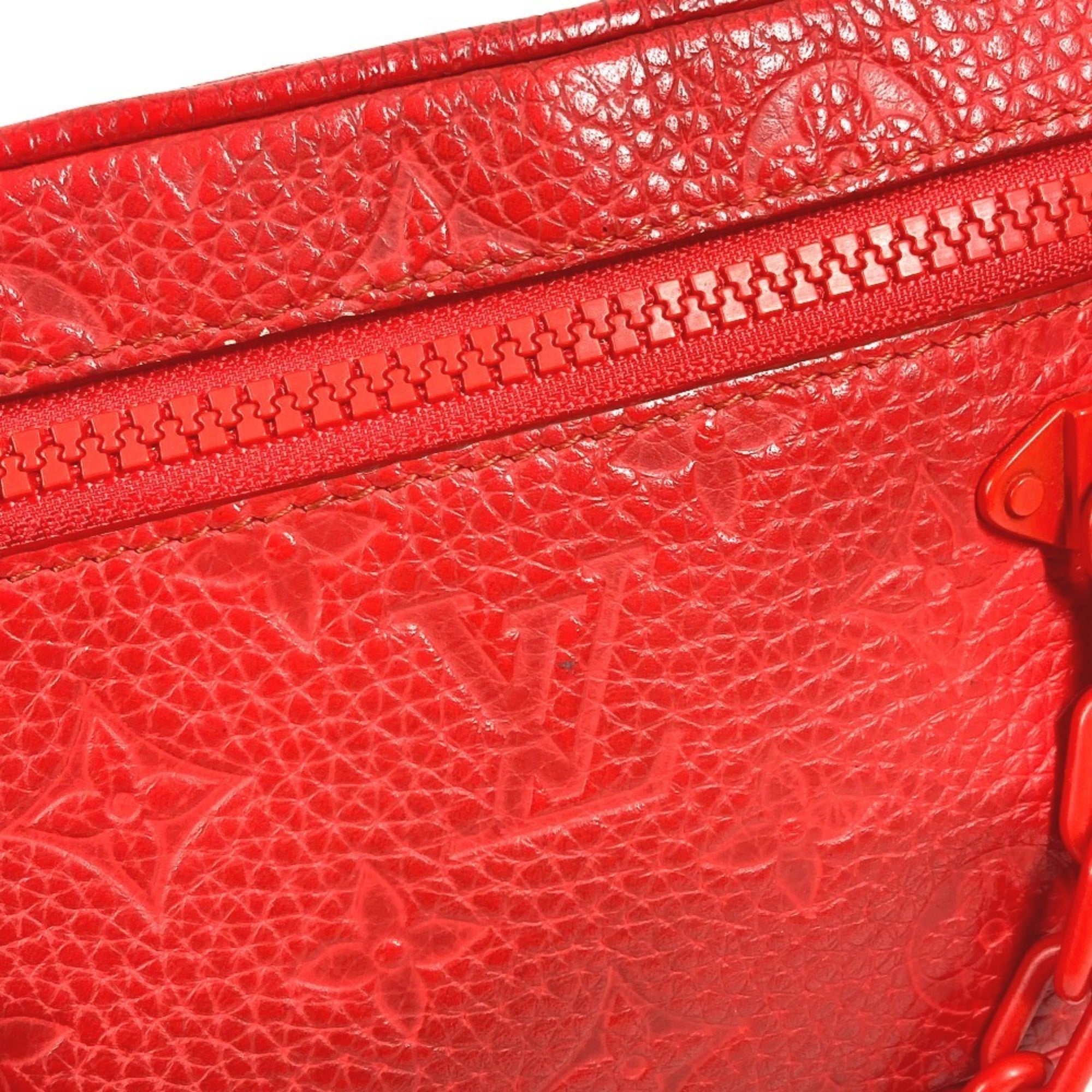 Louis Vuitton Red Color Monogram Empreinte Leather Clutch Bag (Pre-Owned)