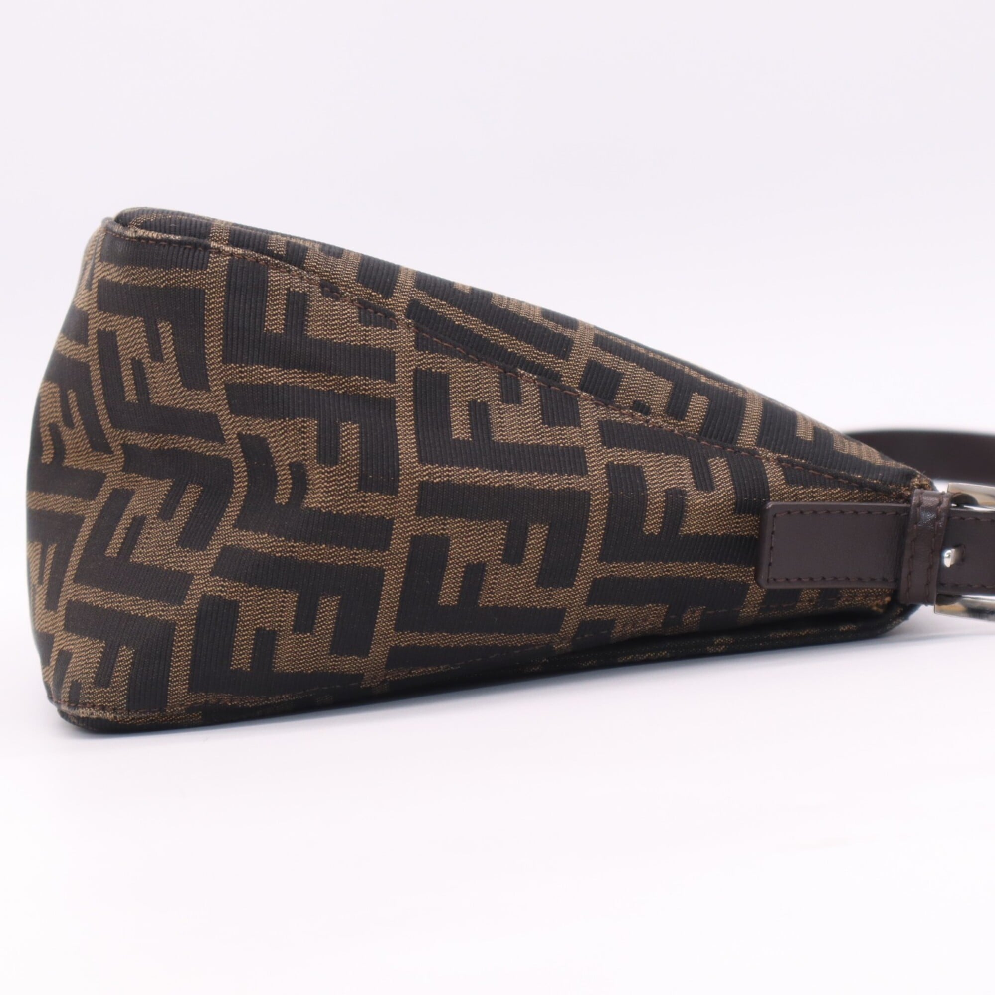 Fendi Zucca Beige Brown Zucca Leather Shoulder Bag (Pre-Owned)