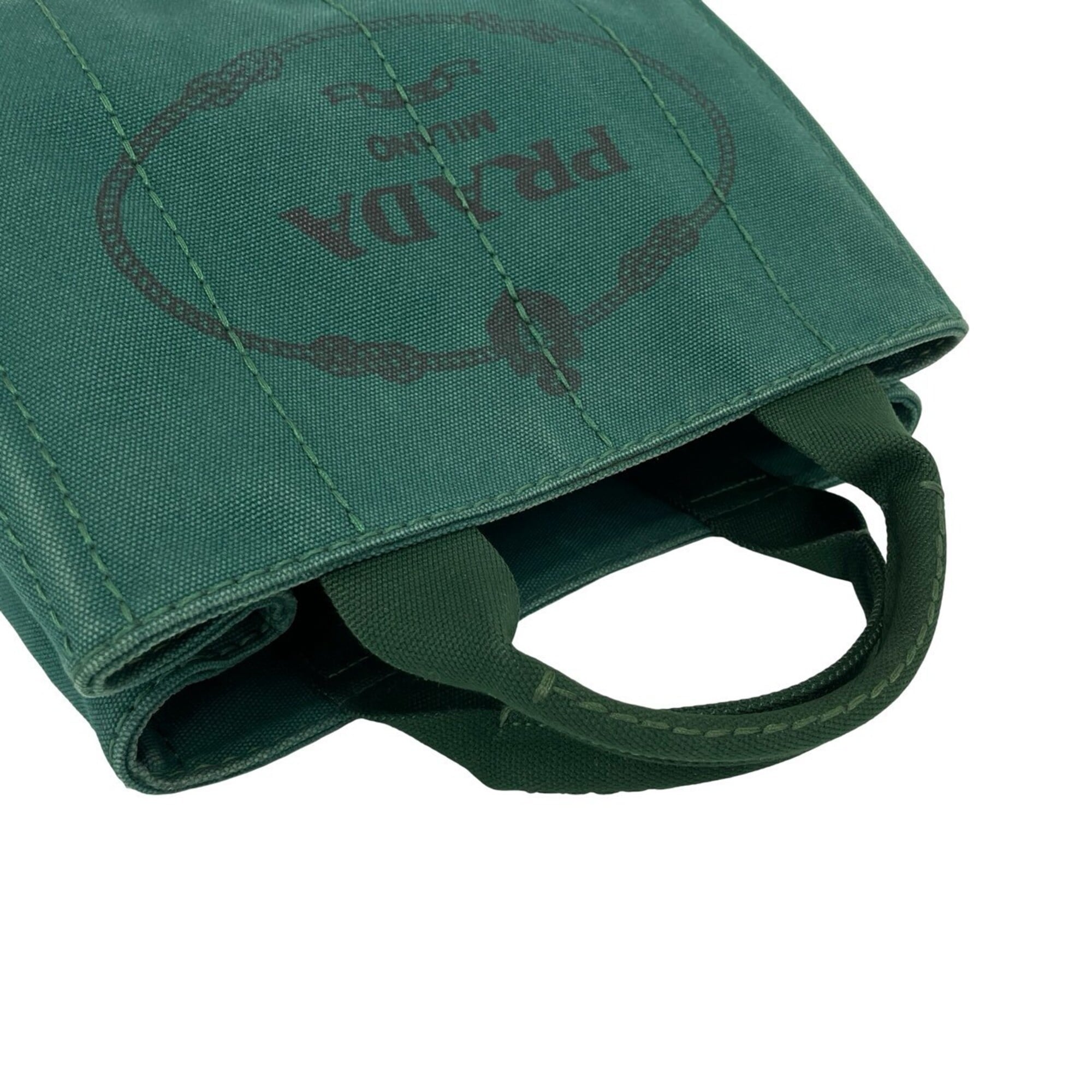 Prada Green Canvas Handbag Shoulder Bag Tote Bag (Pre-Owned)
