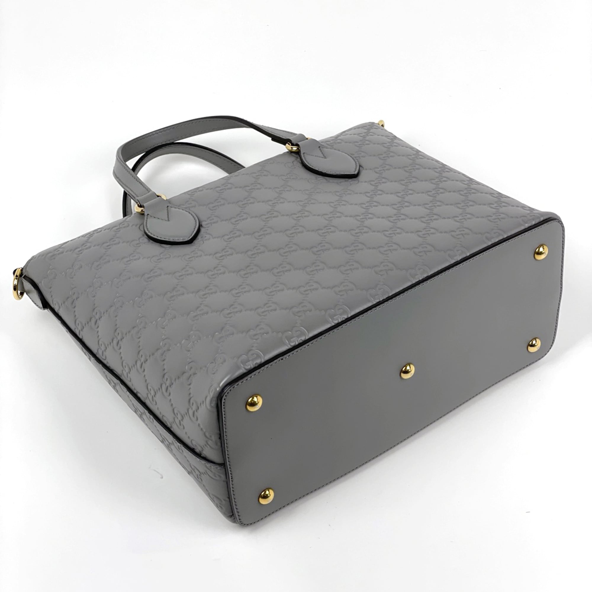 Gucci Guccissima Gray Gg Leather Handbag (Pre-Owned)