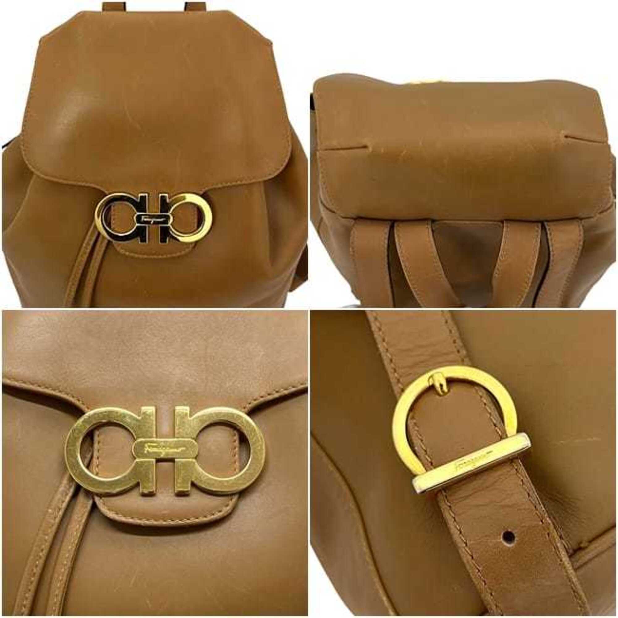 Salvatore Ferragamo Brown Camel Leather Backpack (Pre-Owned)