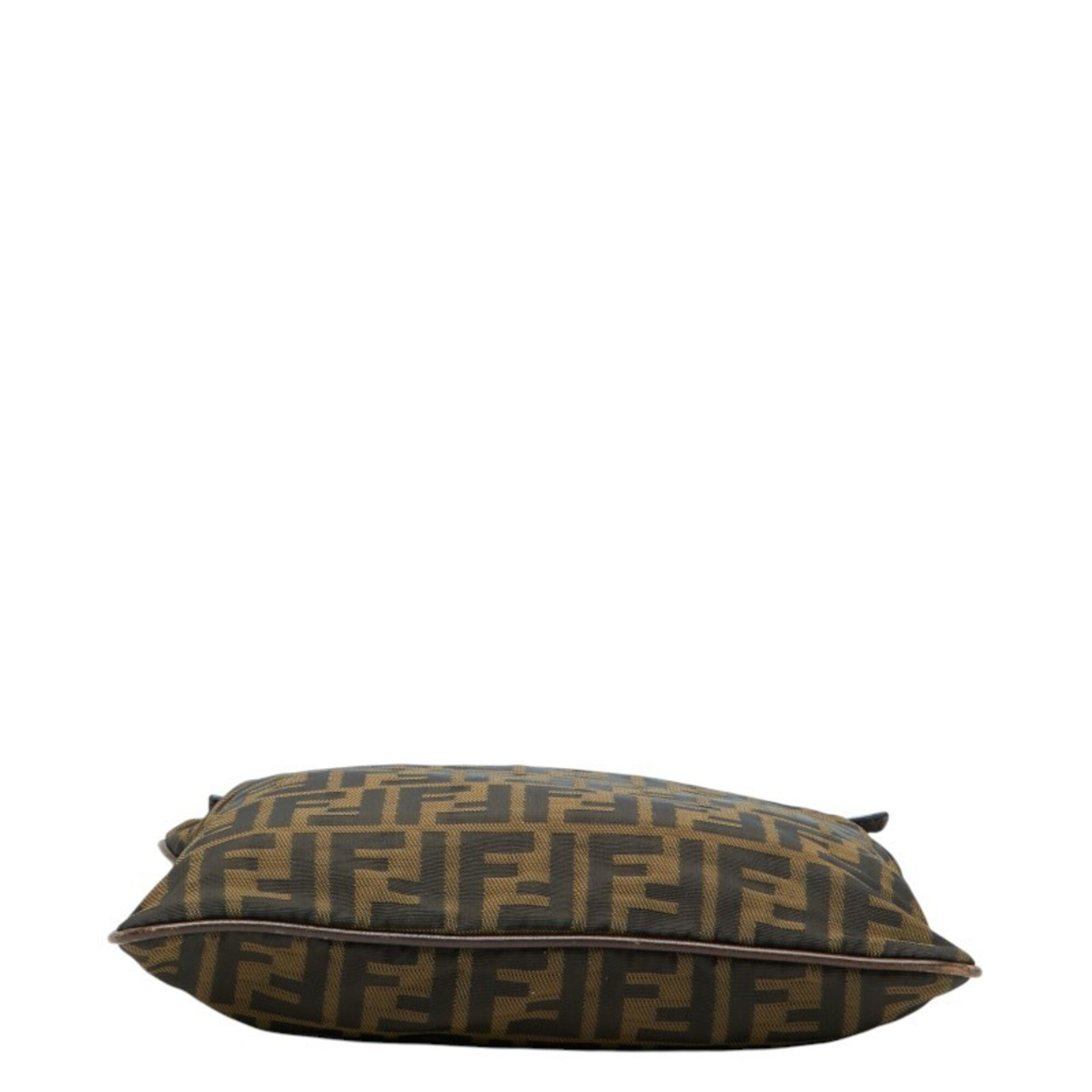 Fendi Khaki Brown Leather Nylon Shoulder Bag (Pre-Owned)