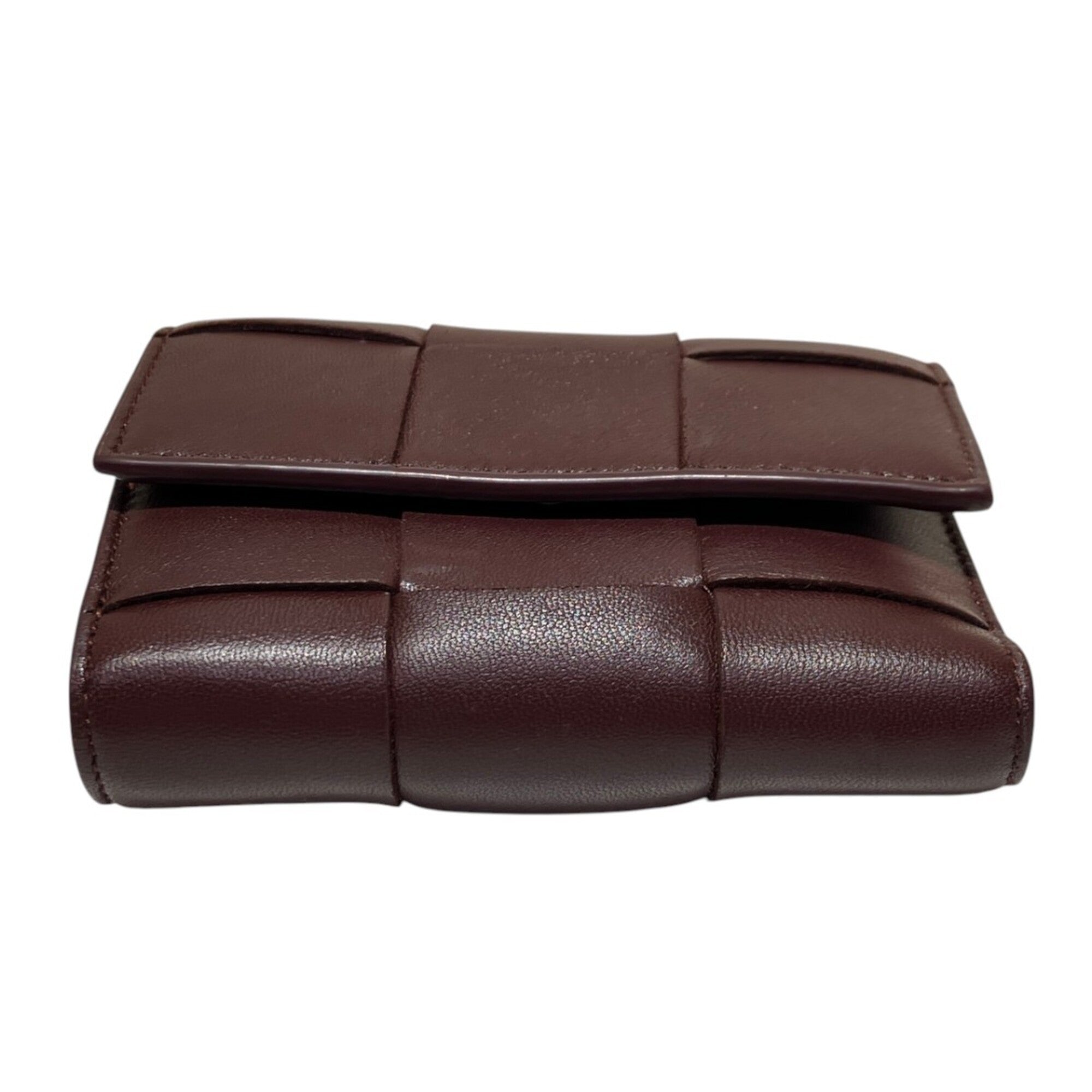 Bottega Veneta Bordeaux Leather Wallet (Tri-Fold) (Pre-Owned)