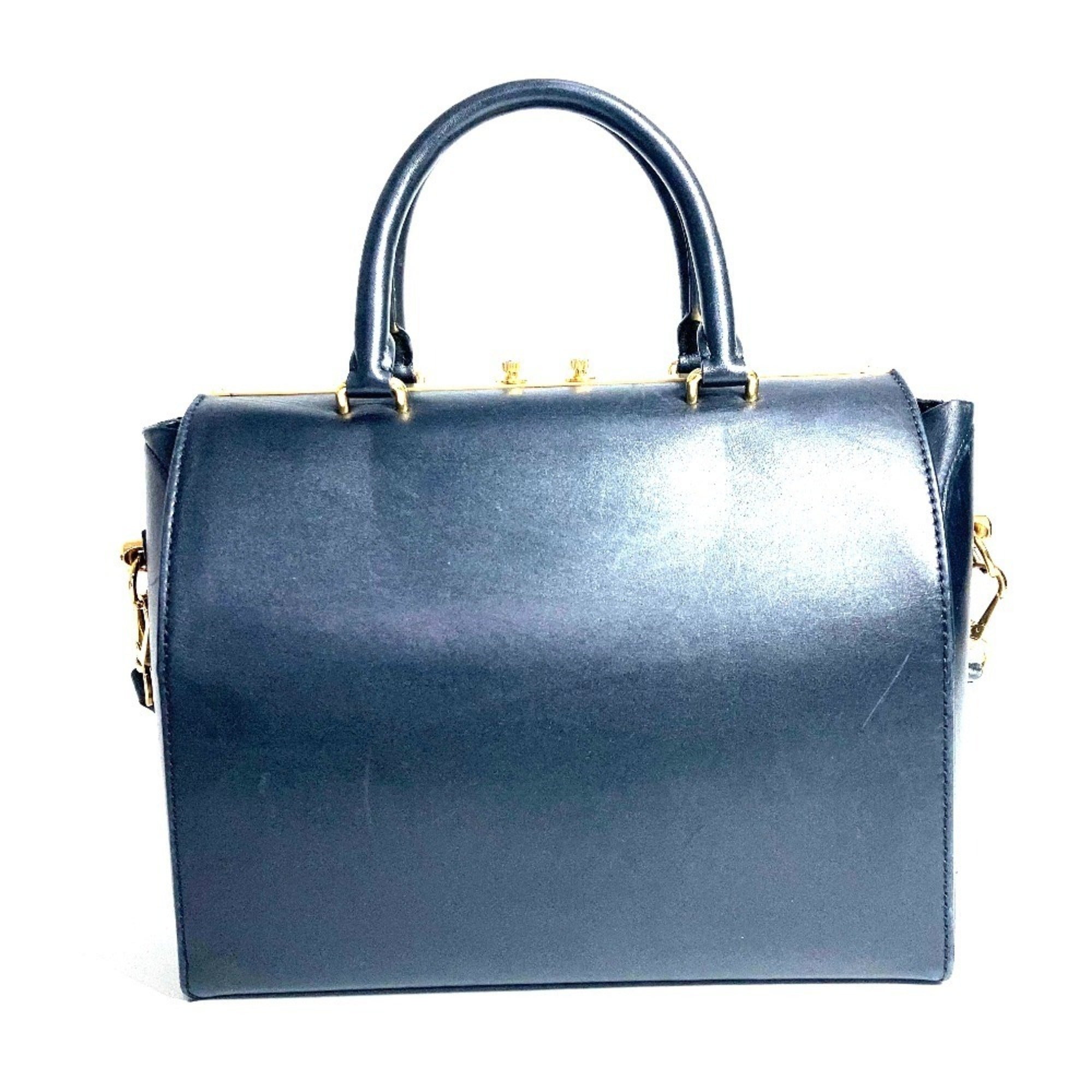 Louis Vuitton Black Leather Handbag Shoulder Bag (Pre-Owned)