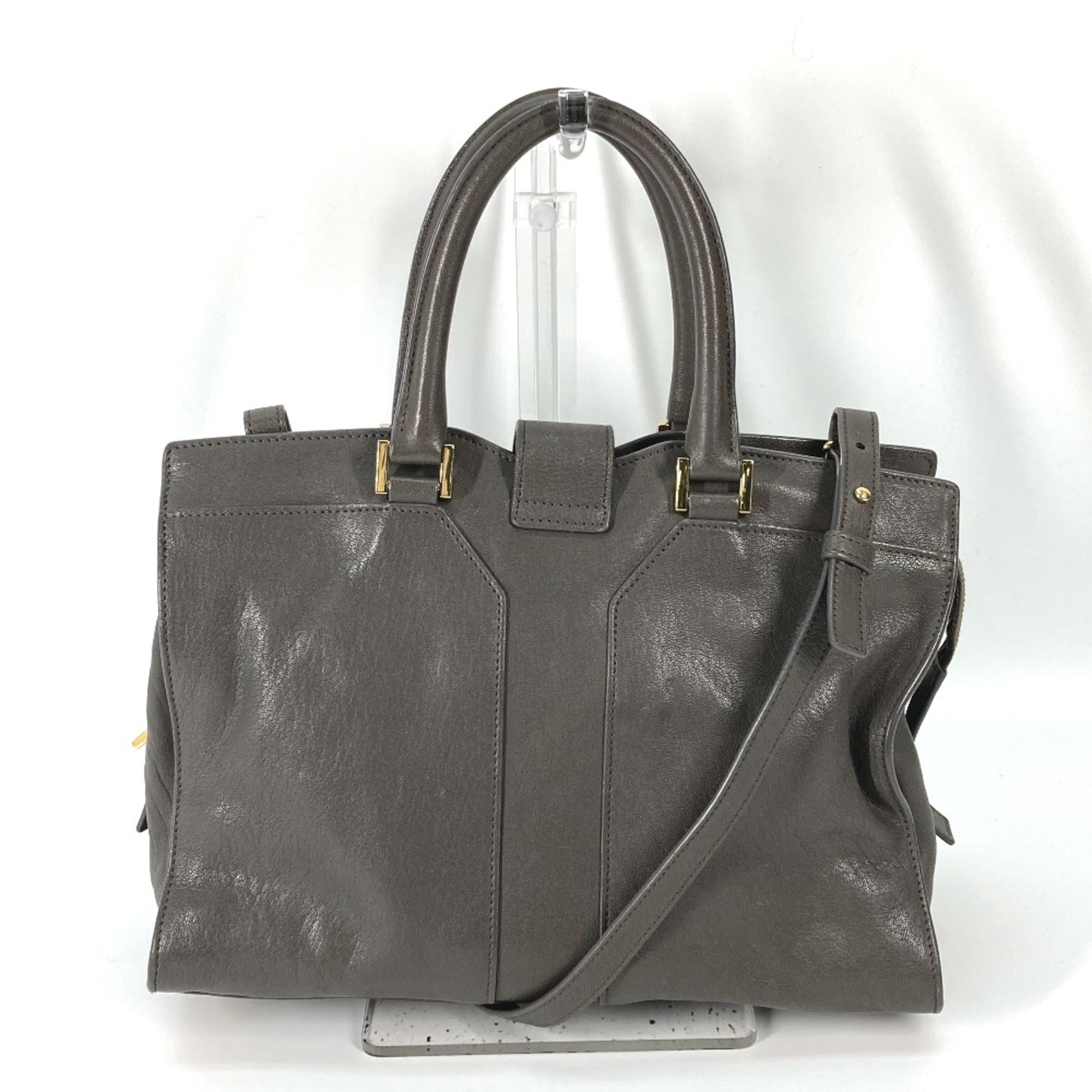 Yves Saint Laurent Gray Leather Handbag (Pre-Owned)