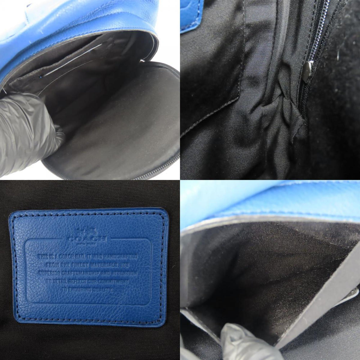 Coach Black Blue Leather Pvc Shoulder Bag Sling Bag (Pre-Owned)