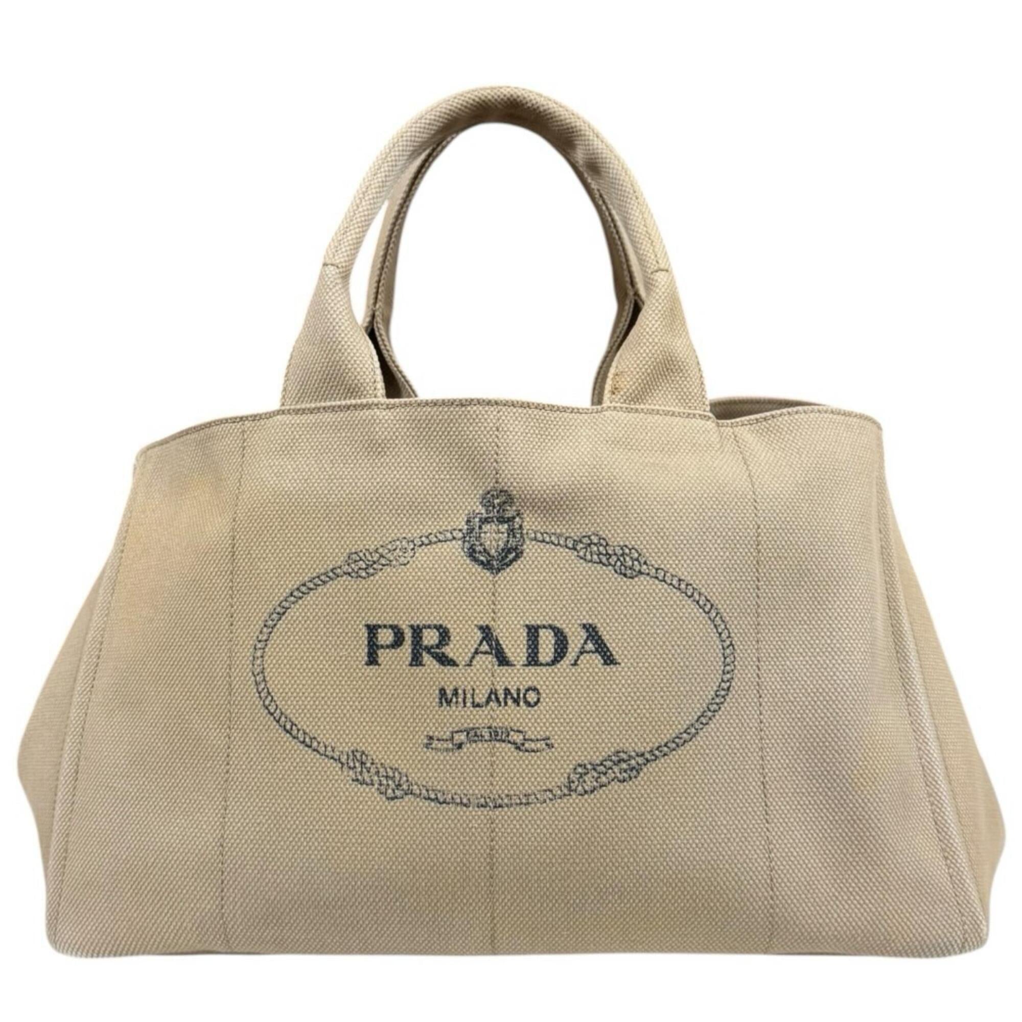 Prada Canapa Beige Canvas Handbag (Pre-Owned)