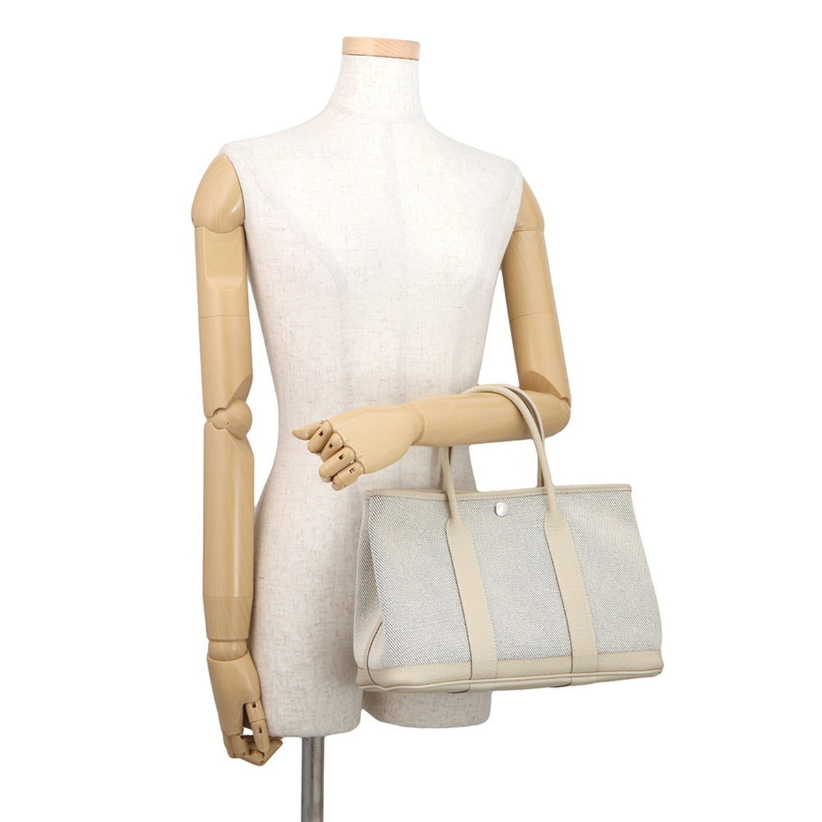 Hermes Blue Ecru Ivory Toile H Country Leather Tote Bag (Pre-Owned)