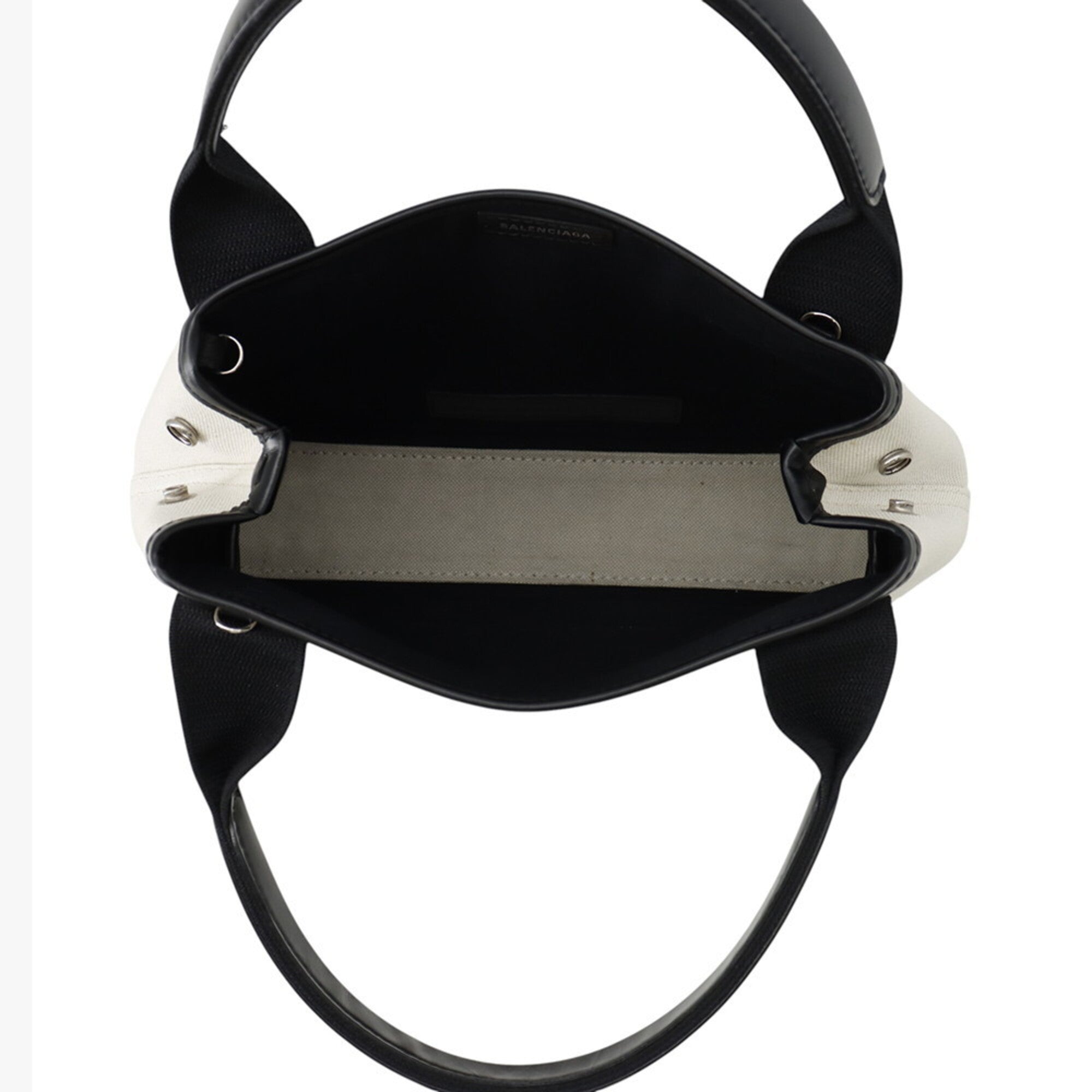 Balenciaga Black White Canvas Leather Handbag (Pre-Owned)