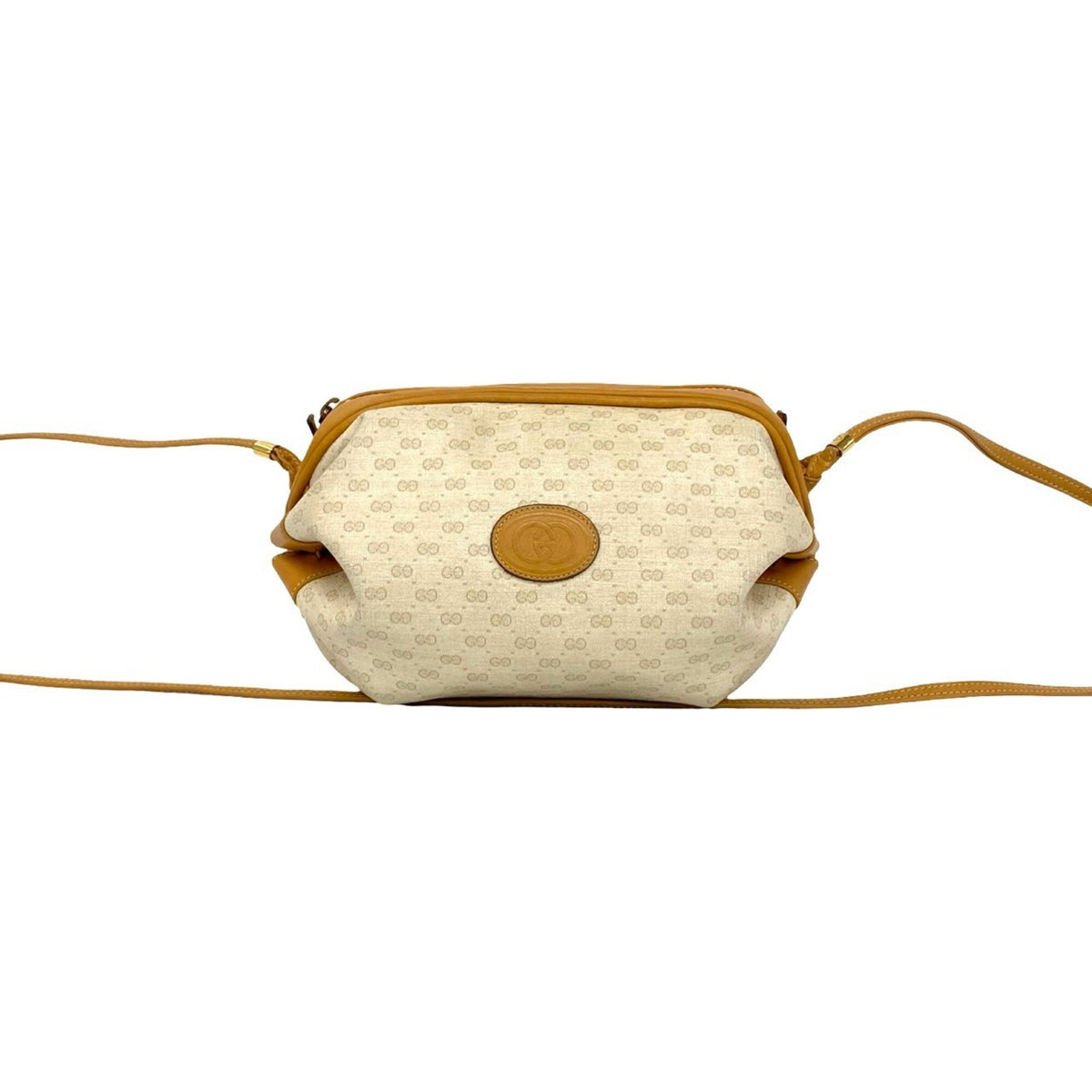 Gucci Brown Ivory Leather Pvc Pochette Shoulder Bag (Pre-Owned)