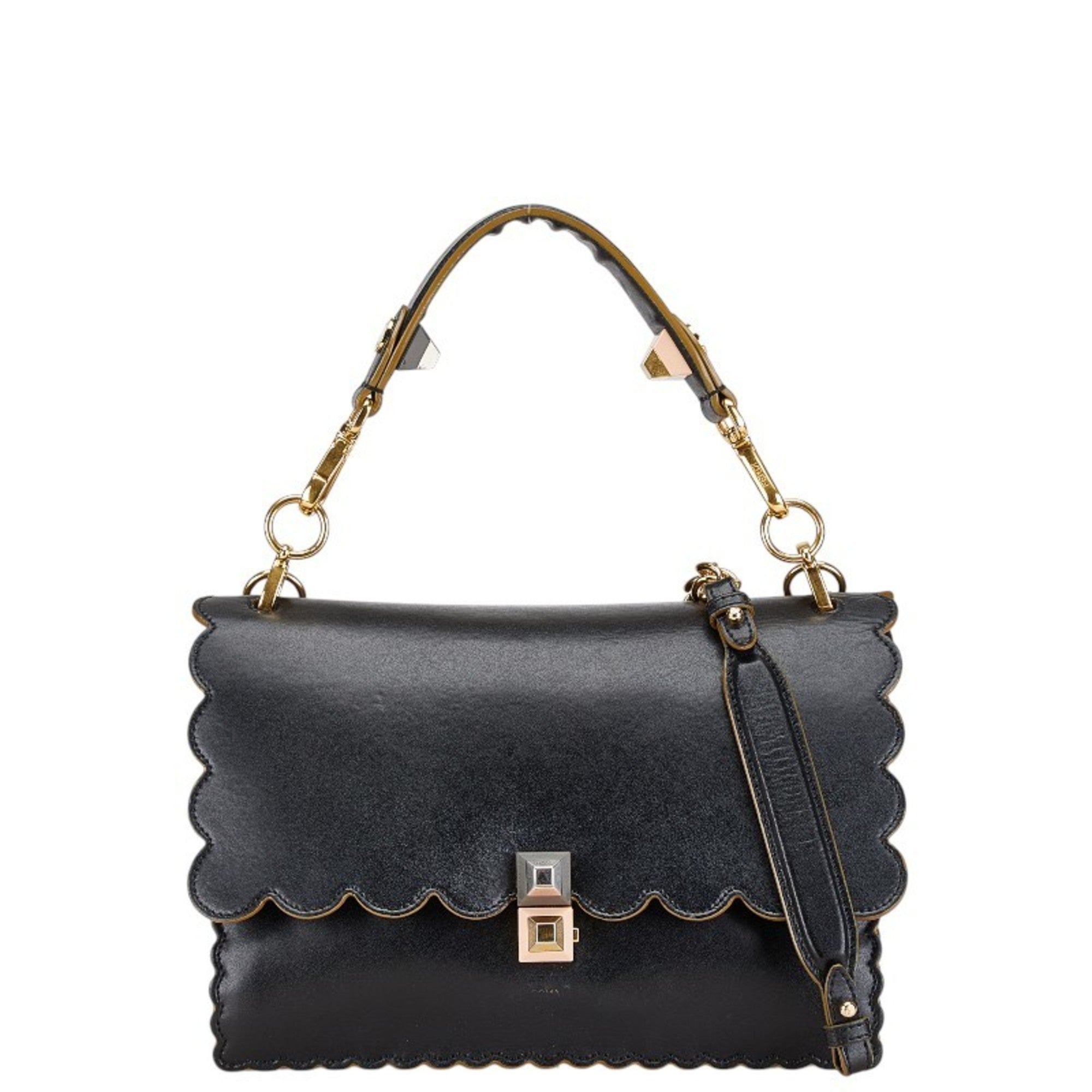 Fendi Black Leather Handbag Shoulder Bag (Pre-Owned)