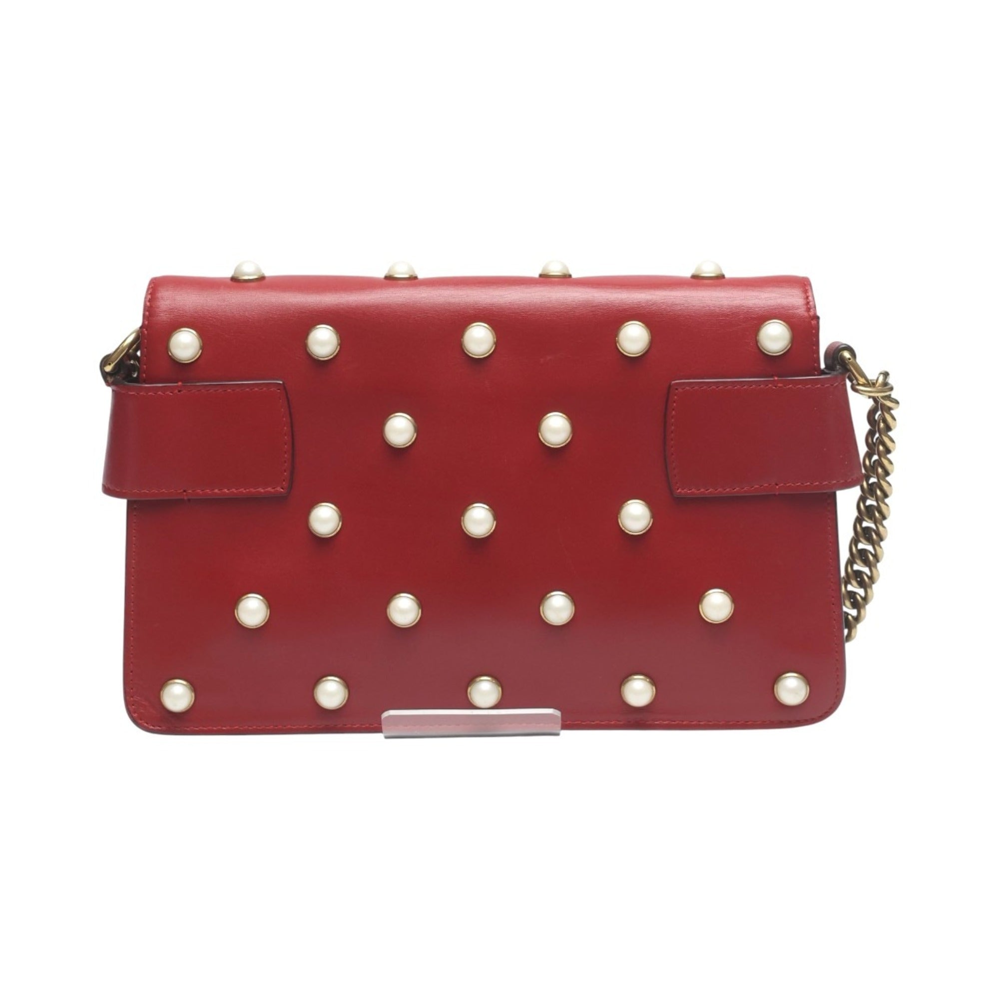 Gucci Red Color Leather Handbag Shoulder Bag (Pre-Owned)