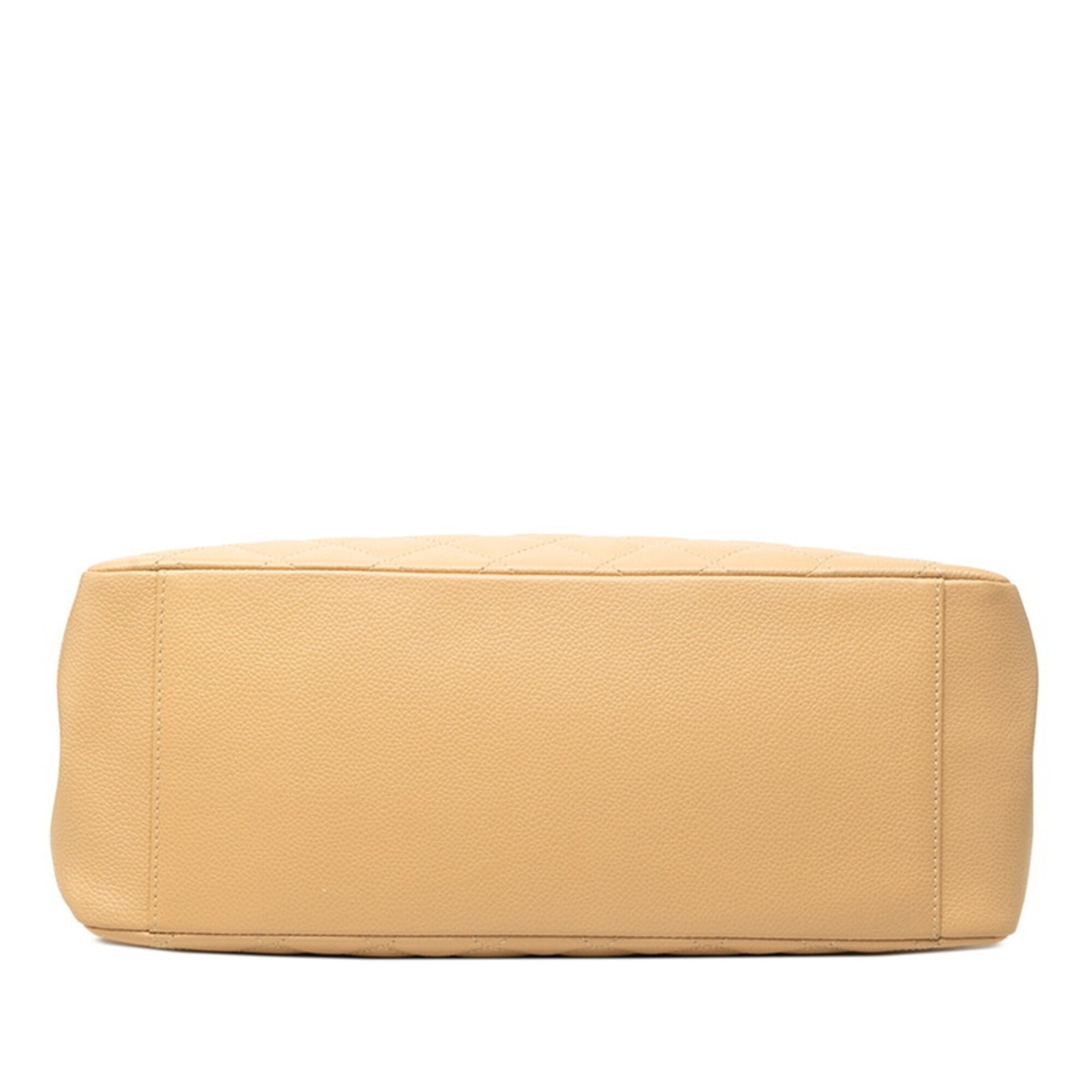 Chanel Beige Grained Calfskin Shoulder Bag (Pre-Owned)