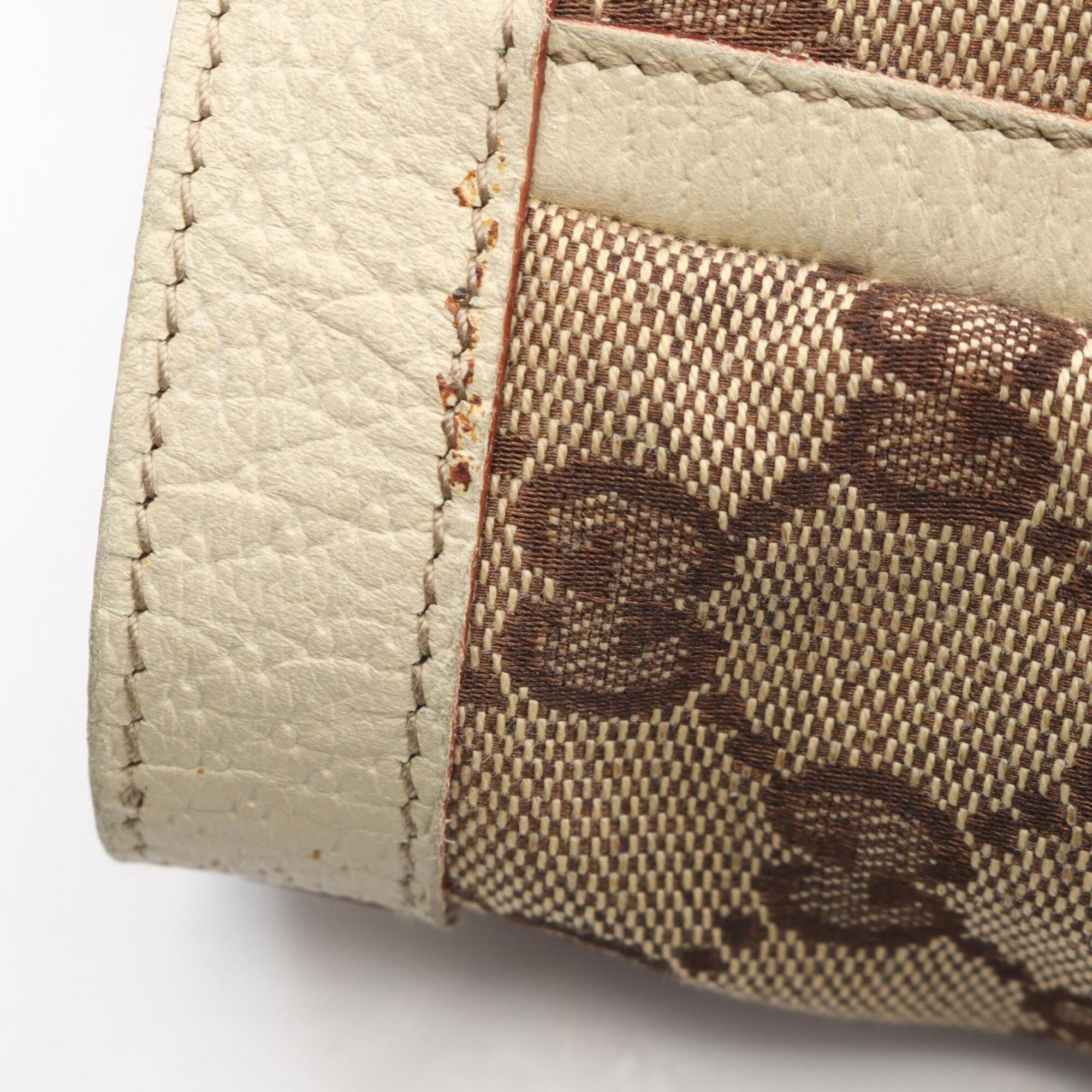 Gucci Beige Ivory Canvas Leather Handbag Tote Bag (Pre-Owned)