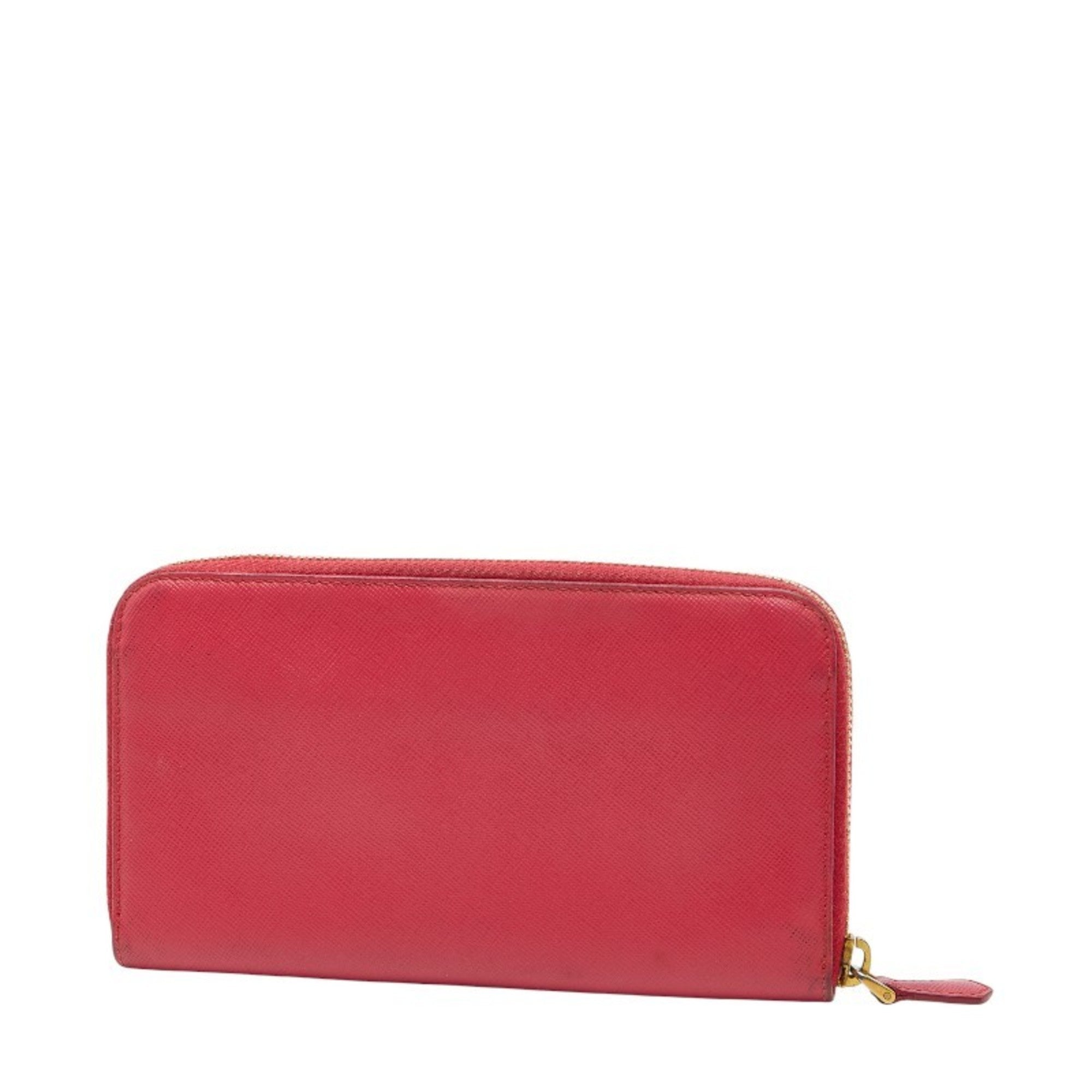 Prada Pink Leather Long Wallet (Bi-Fold) (Pre-Owned)