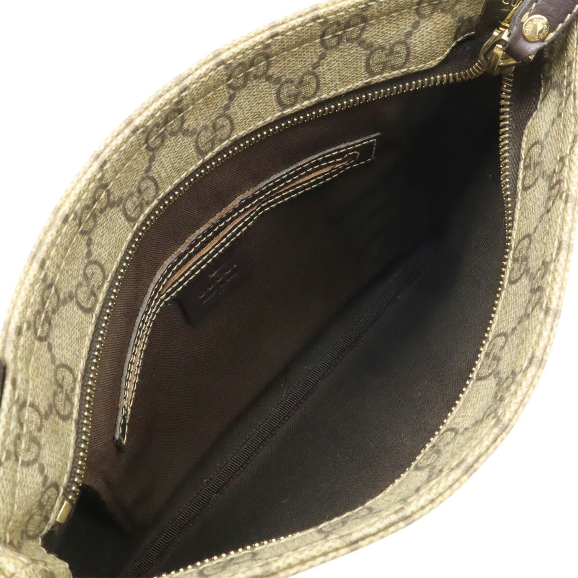 Gucci Gg Plus Beige Dark Brown Gg Supreme Leather Shoulder Bag (Pre-Owned)