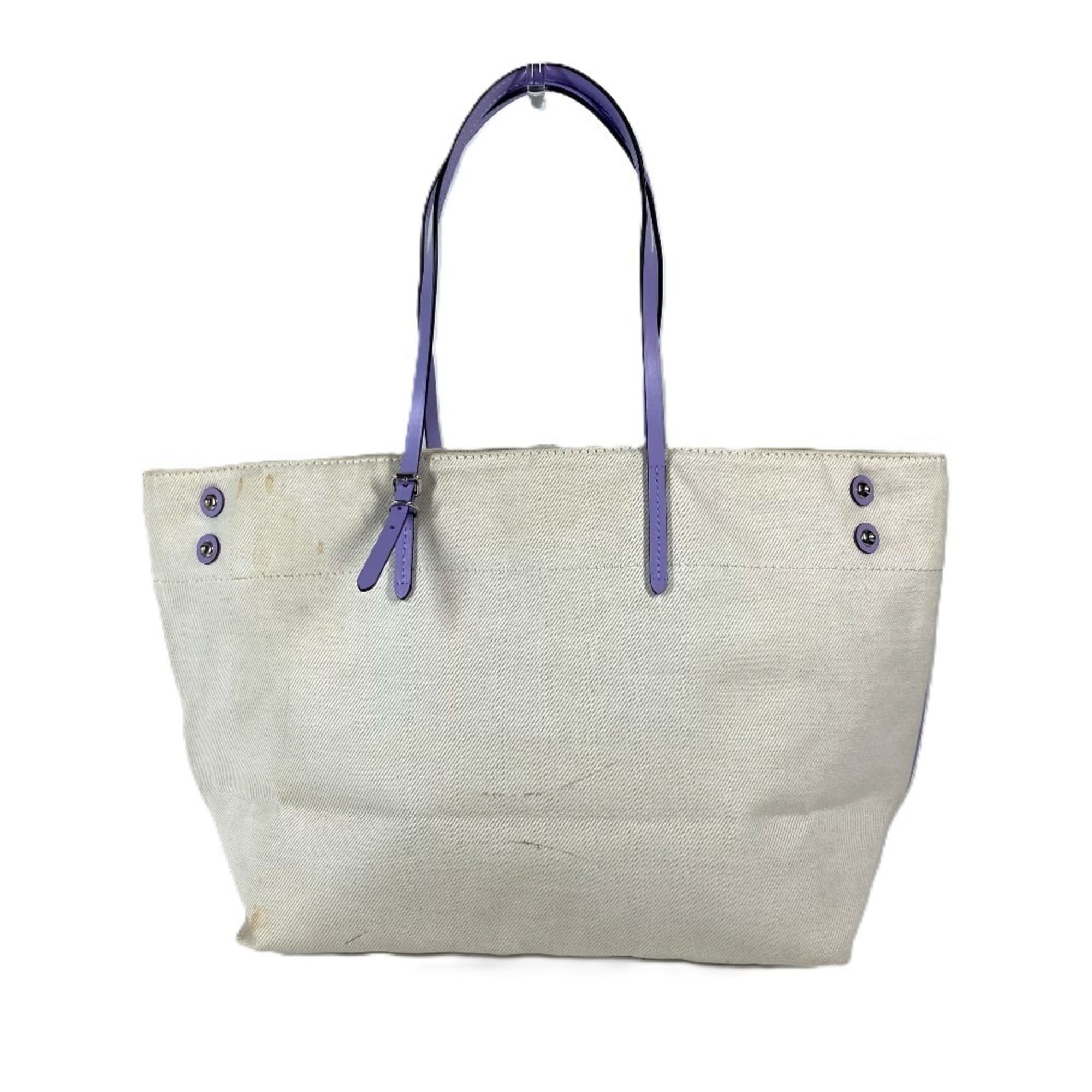 Louis Vuitton Beige Lilac Purple Leather Canvas Shoulder Bag (Pre-Owned)
