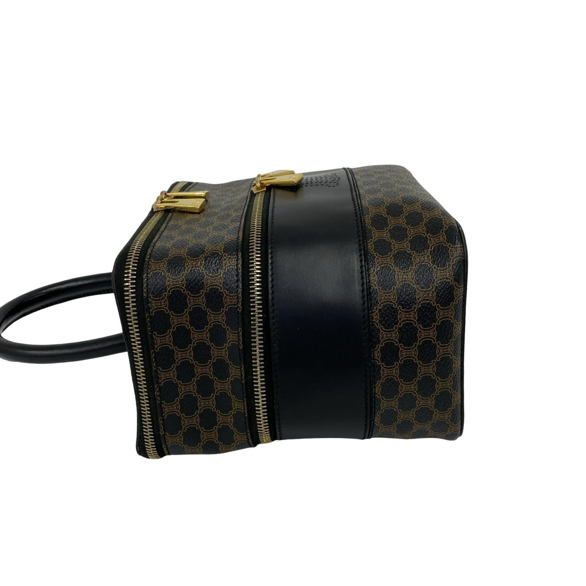 Celine Black Brown Leather Pvc Handbag Vanity Bag (Pre-Owned)