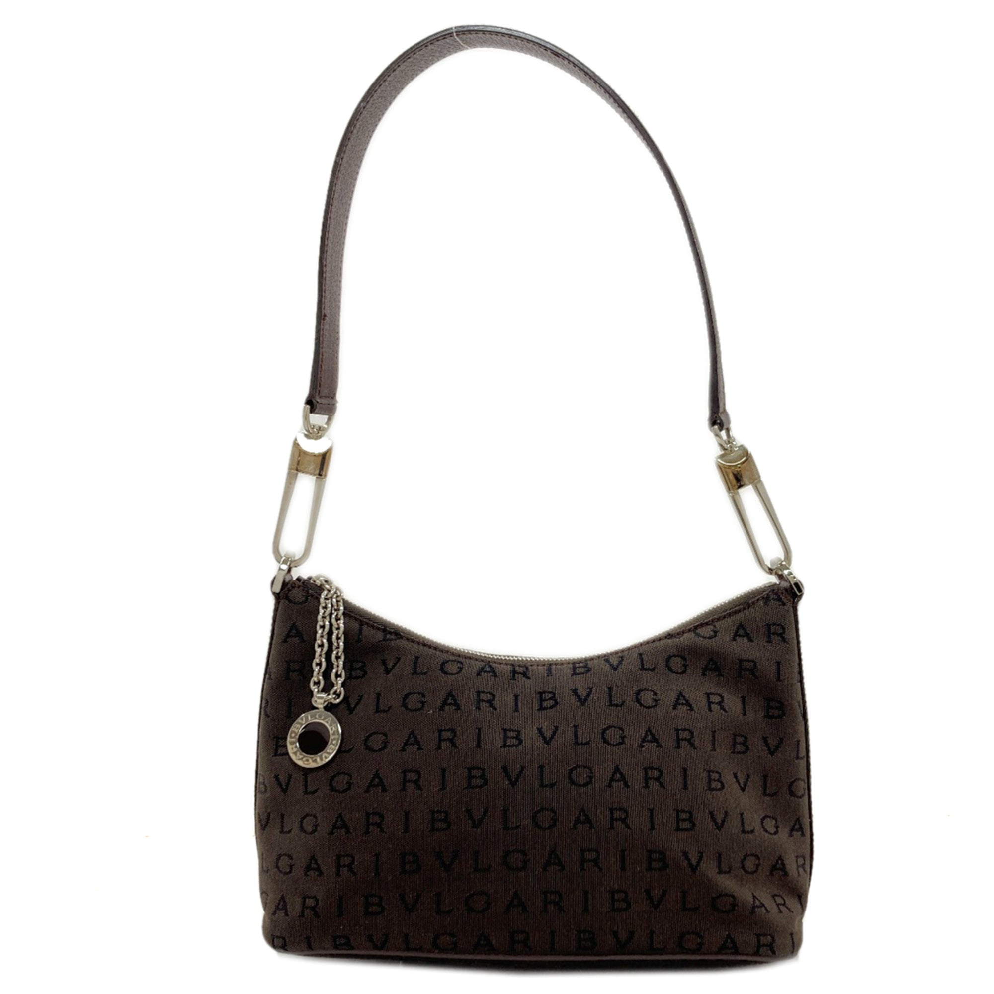 Bvlgari Logomania Brown Canvas Shoulder Bag (Pre-Owned)
