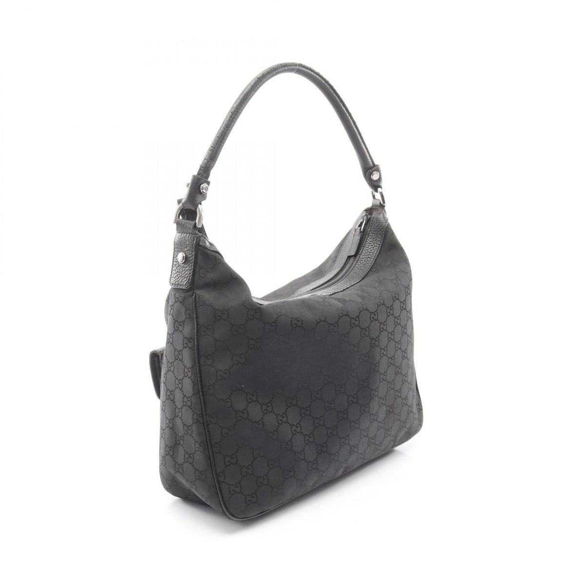 Gucci Black Nylon Leather Handbag Shoulder Bag (Pre-Owned)
