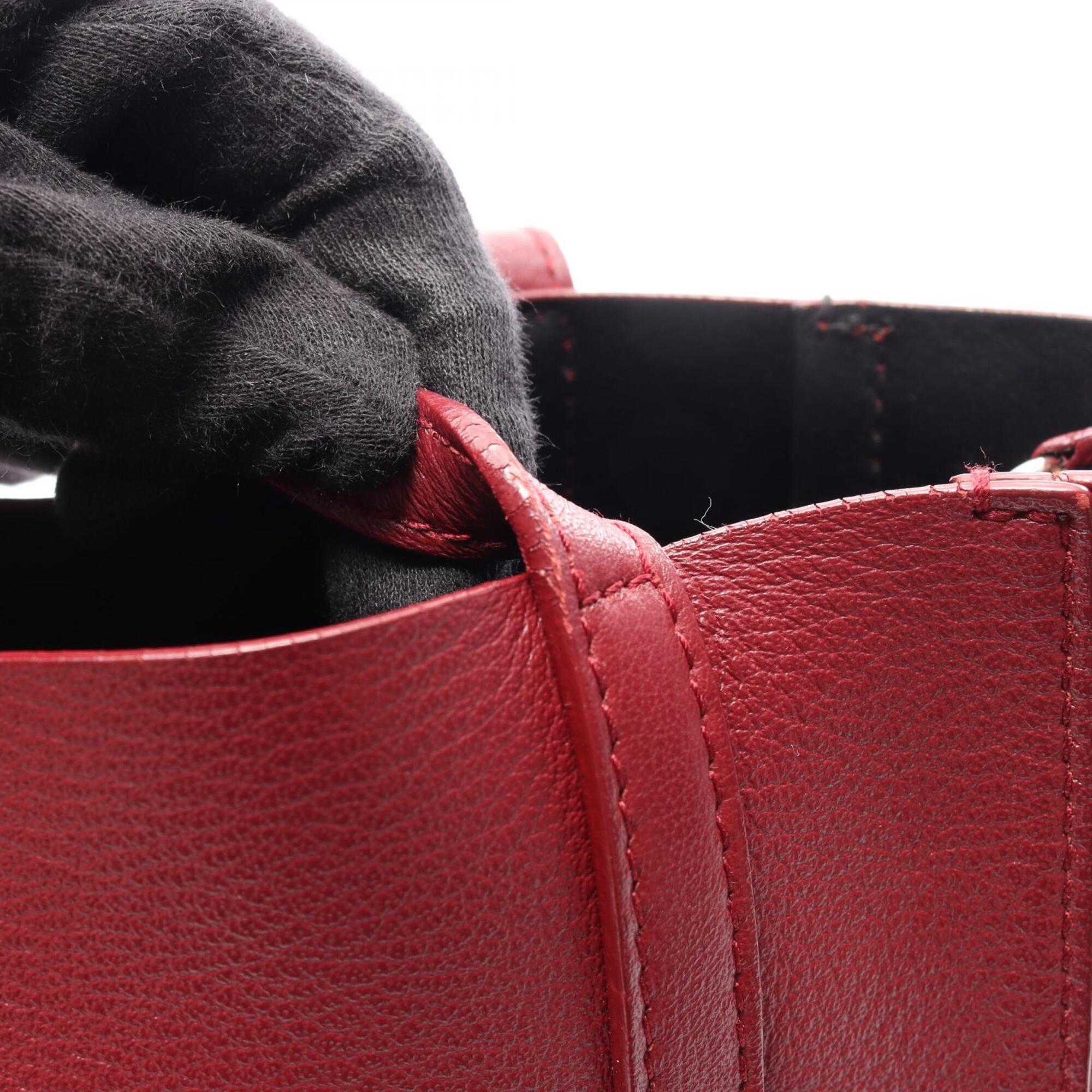 Balenciaga Bordeaux Leather Handbag Tote Bag (Pre-Owned)