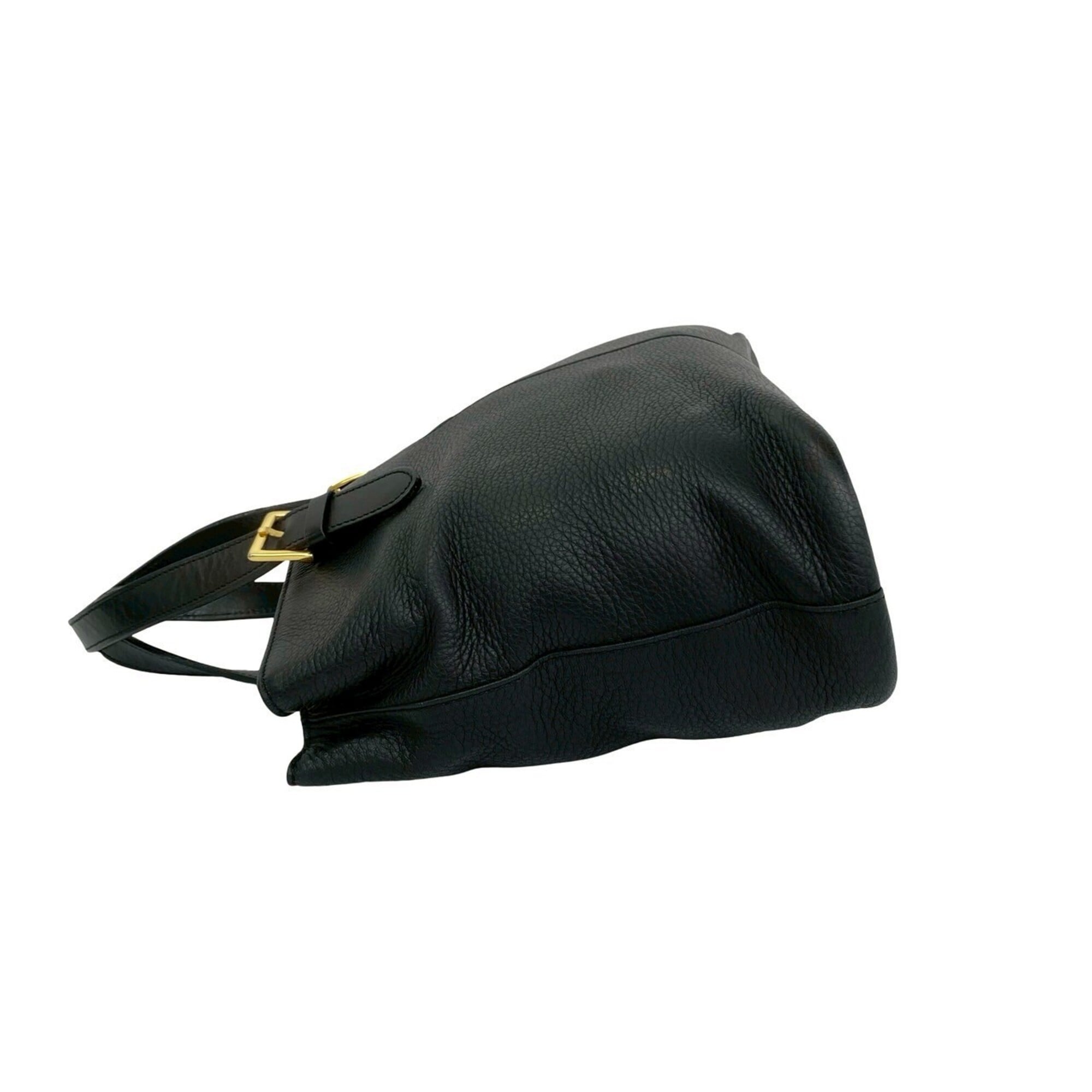 Burberry Black Leather Handbag Tote Bag (Pre-Owned)