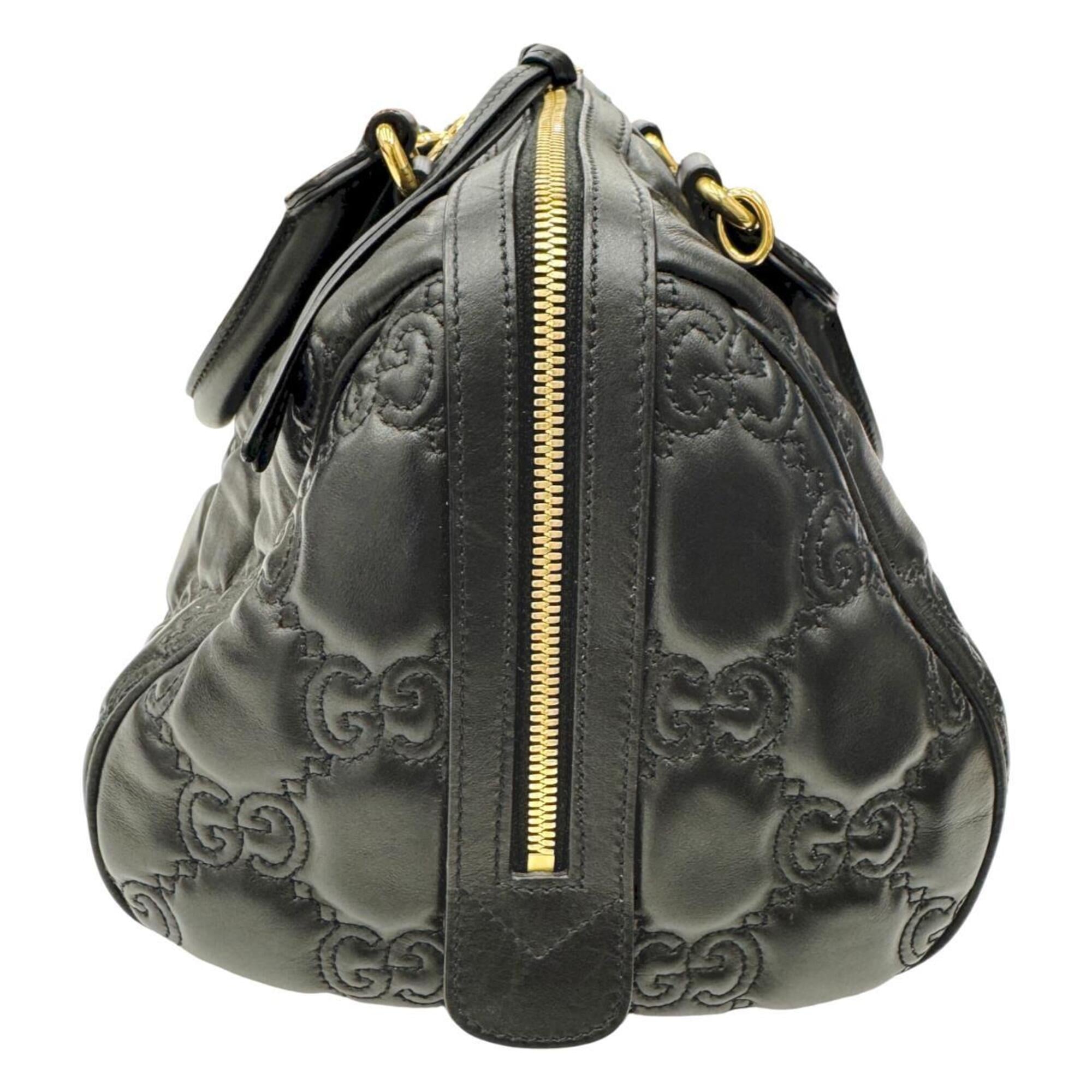 Gucci Black Leather Handbag Shoulder Bag (Pre-Owned)