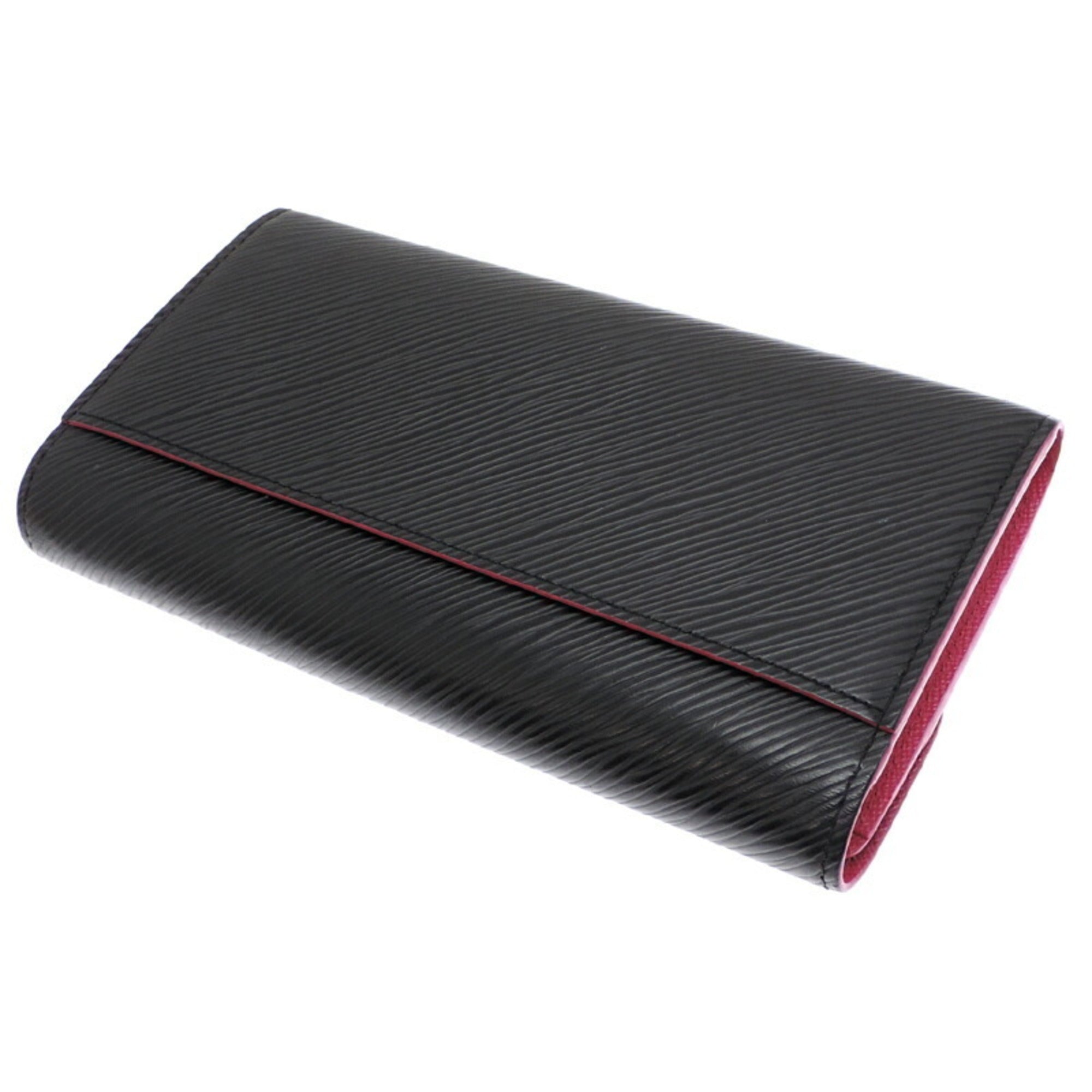 Louis Vuitton Black Hot Pink Noir Pink Epi Leather Long Wallet (Bi-Fold) (Pre-Owned)